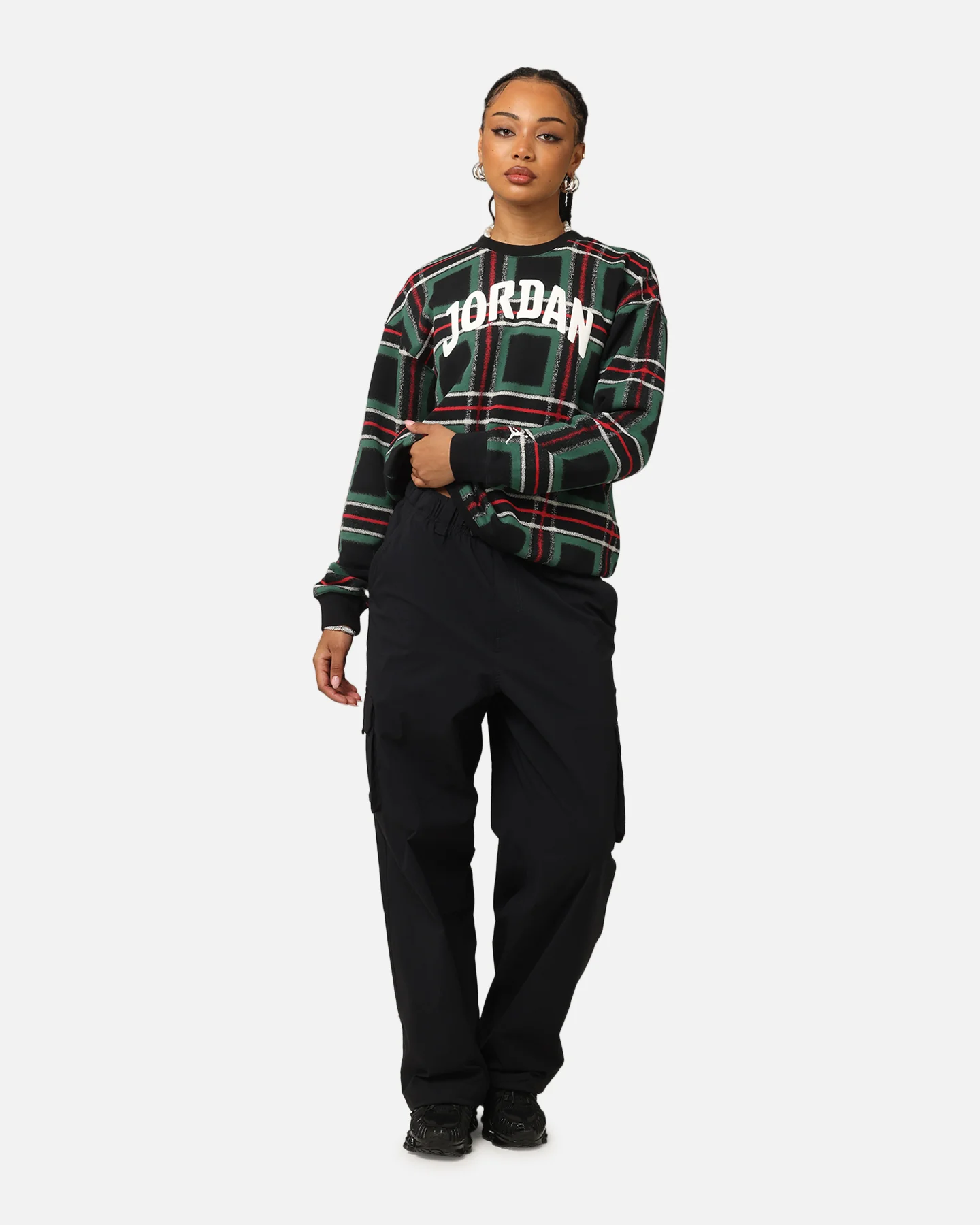 Jordan Women's Brooklyn Fleece Graphic Crewneck Sweatshirt Gorge Green/Sail - Image 2