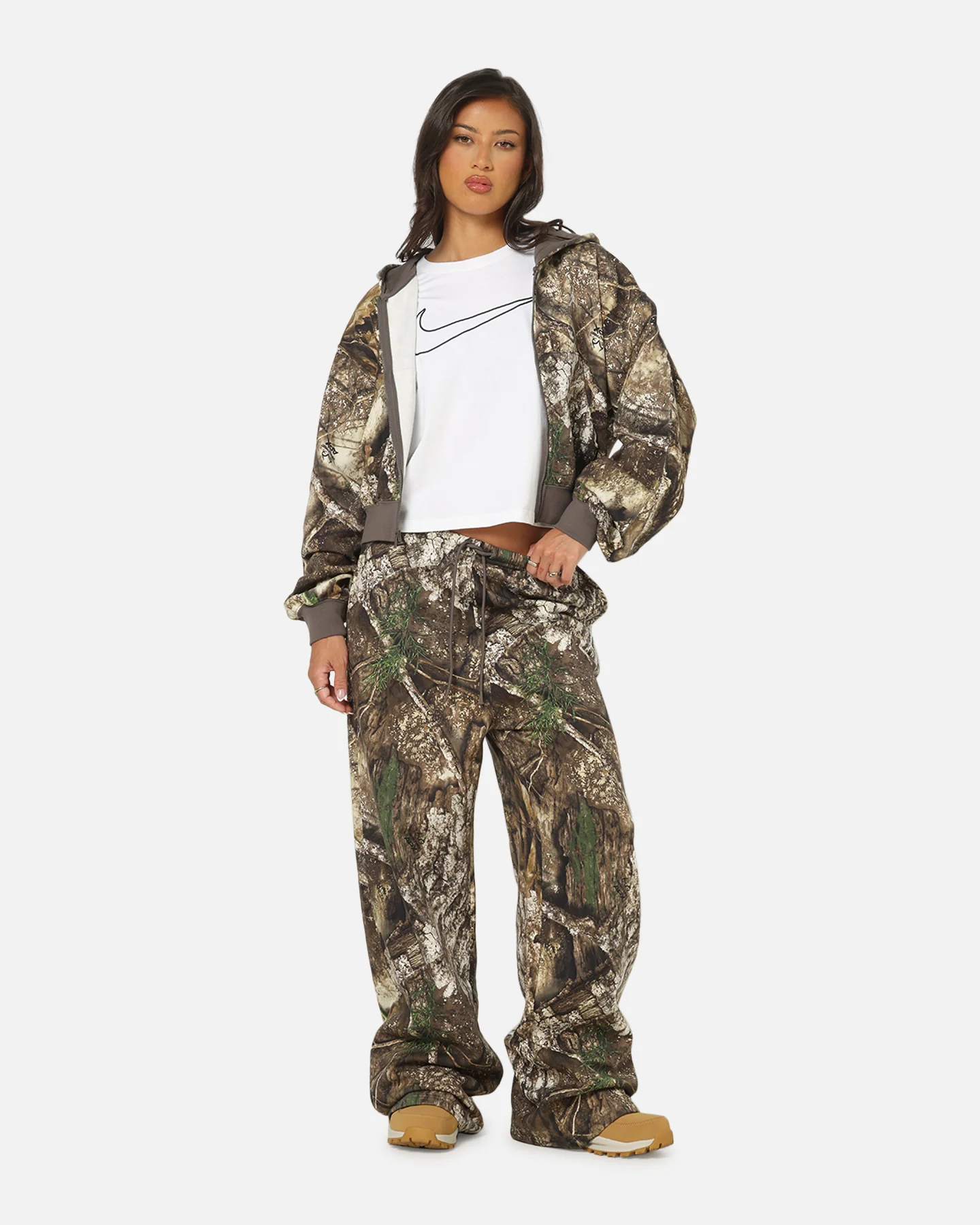 Jordan Women's Brooklyn Fleece Realtree Mod Crop Full-Zip Hoodie Sail/Sail - Image 2
