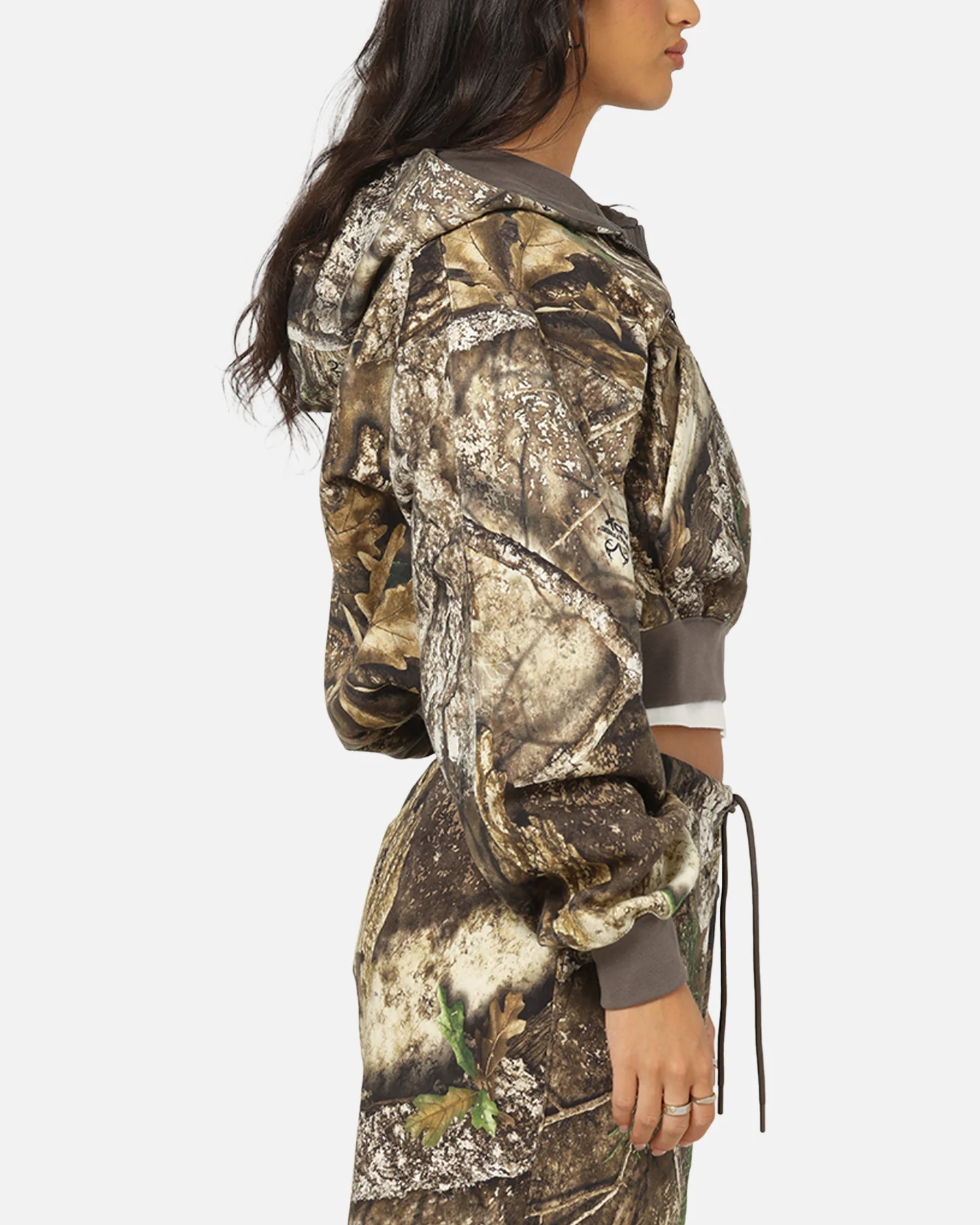 Jordan Women's Brooklyn Fleece Realtree Mod Crop Full-Zip Hoodie Sail/Sail - Image 4