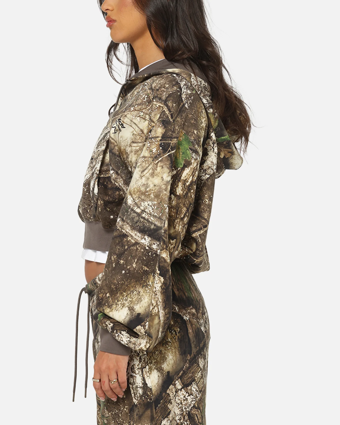 Jordan Women's Brooklyn Fleece Realtree Mod Crop Full-Zip Hoodie Sail/Sail - Image 5