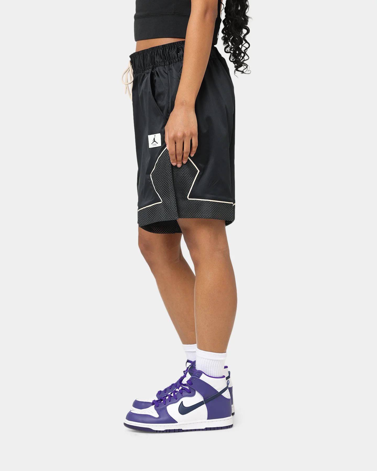 Jordan Women's Essential Diamond Shorts Black/Dark Smoke Grey/Sanddrift - Image 6