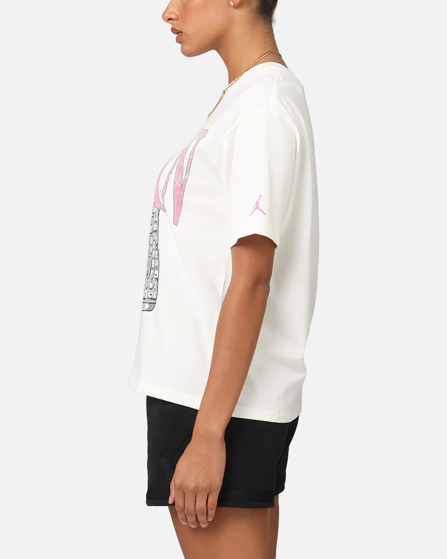 Jordan Women's Heritage Graphic T-Shirt Sail/Orchid - Image 5