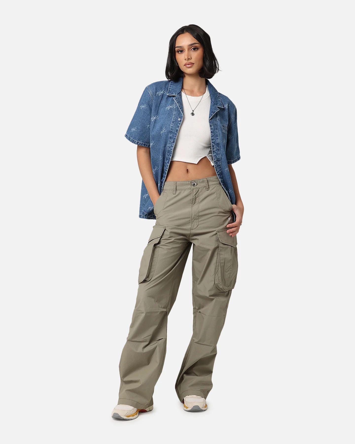 Jordan Women's Woven Denim Top Stone Blue - Image 2