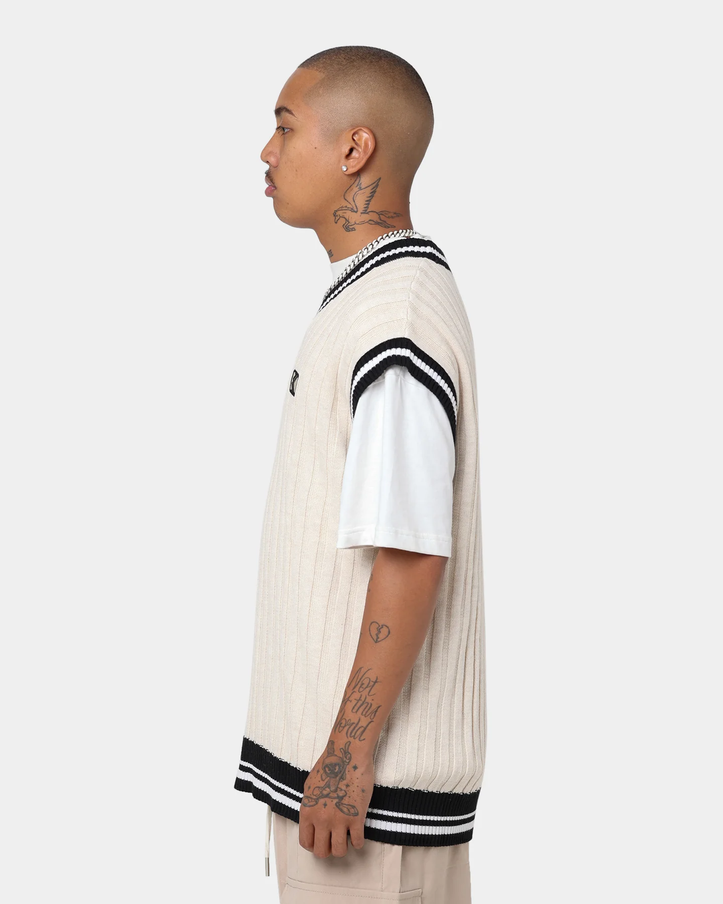 Karl Kani OG Rib Knit Vest Cream - Image 6