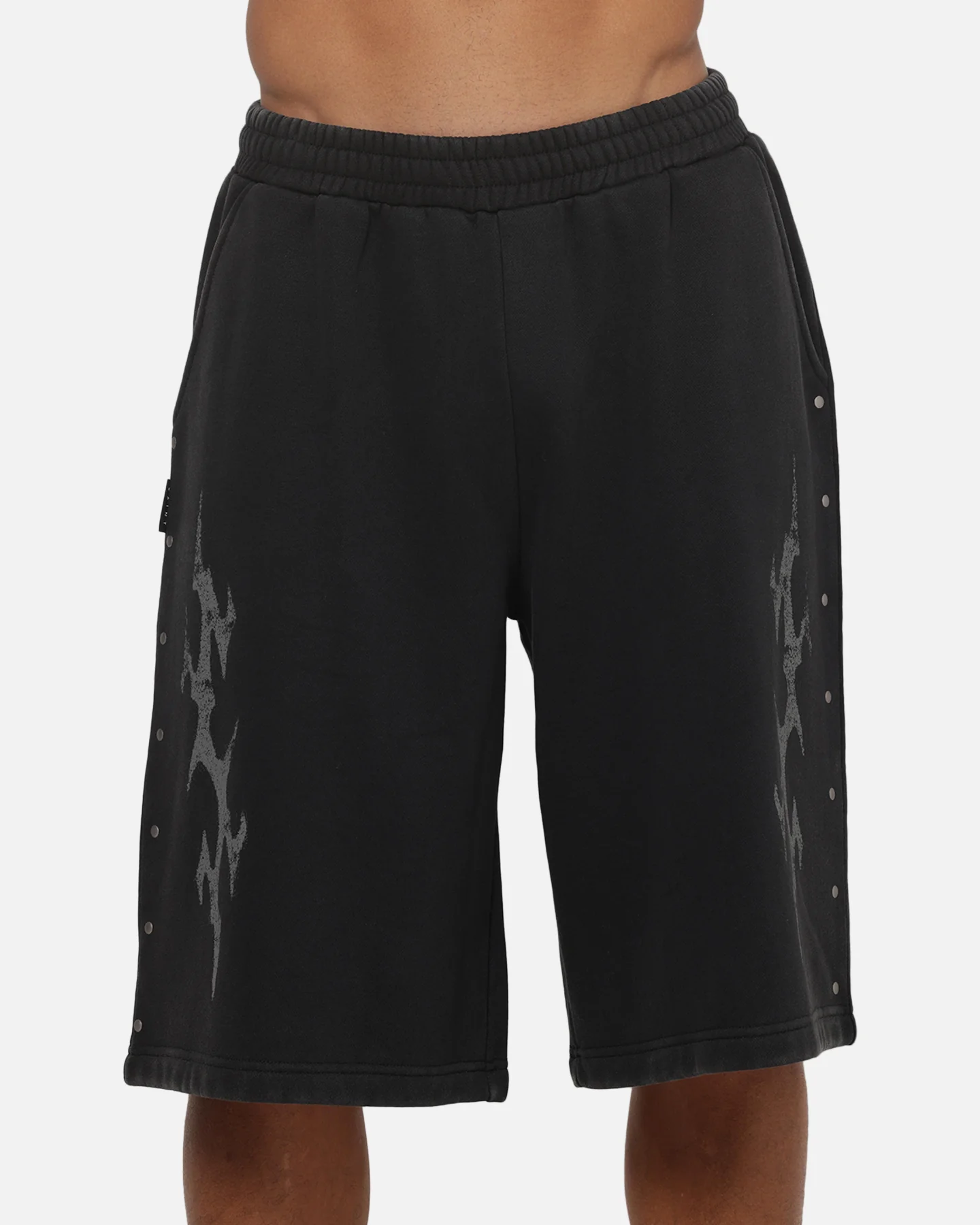 Saint Morta La Familia Baggy Sweat Shorts Washed Black - Image 7