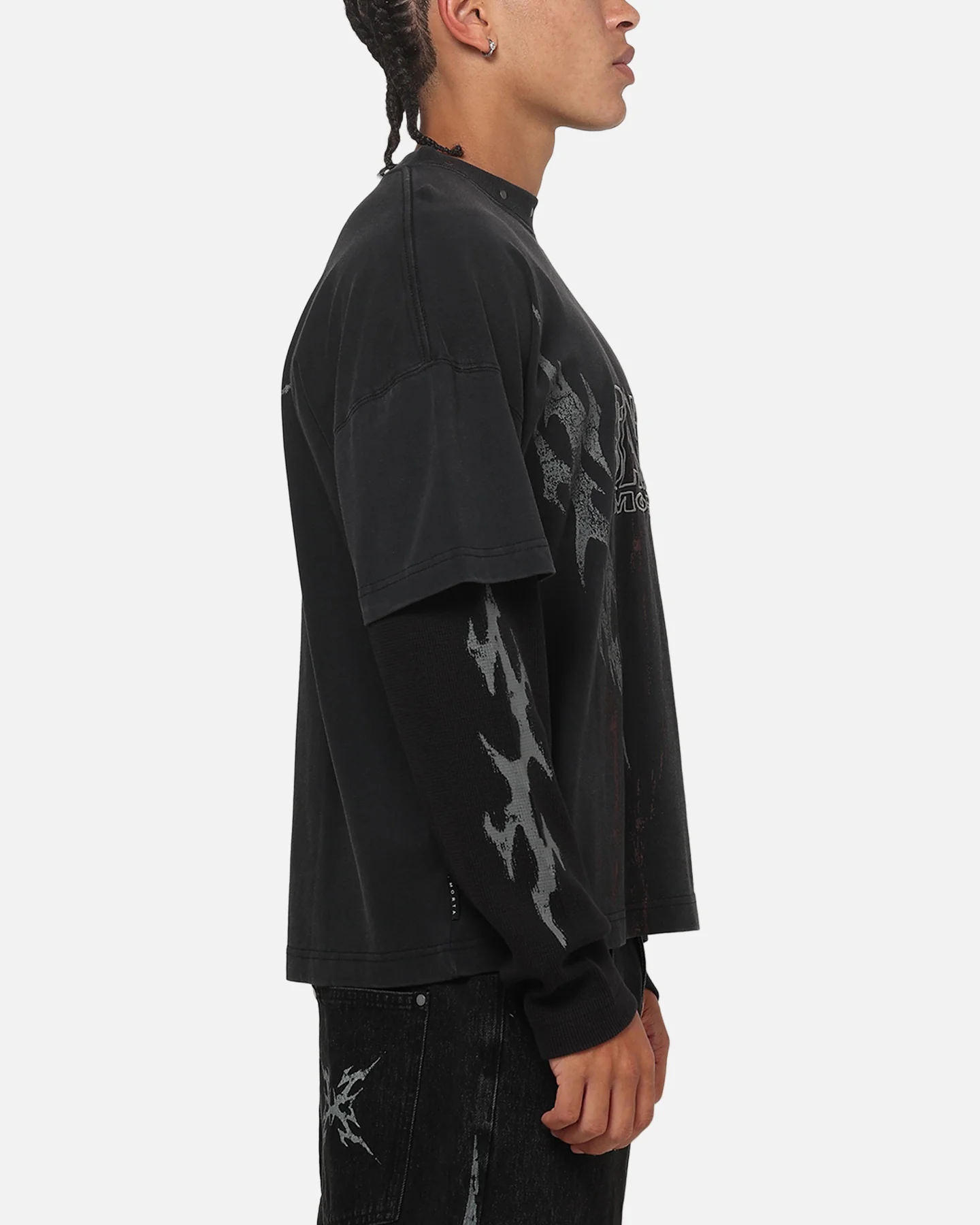 Saint Morta La Familia Layered Long Sleeve T-Shirt Washed Black - Image 5