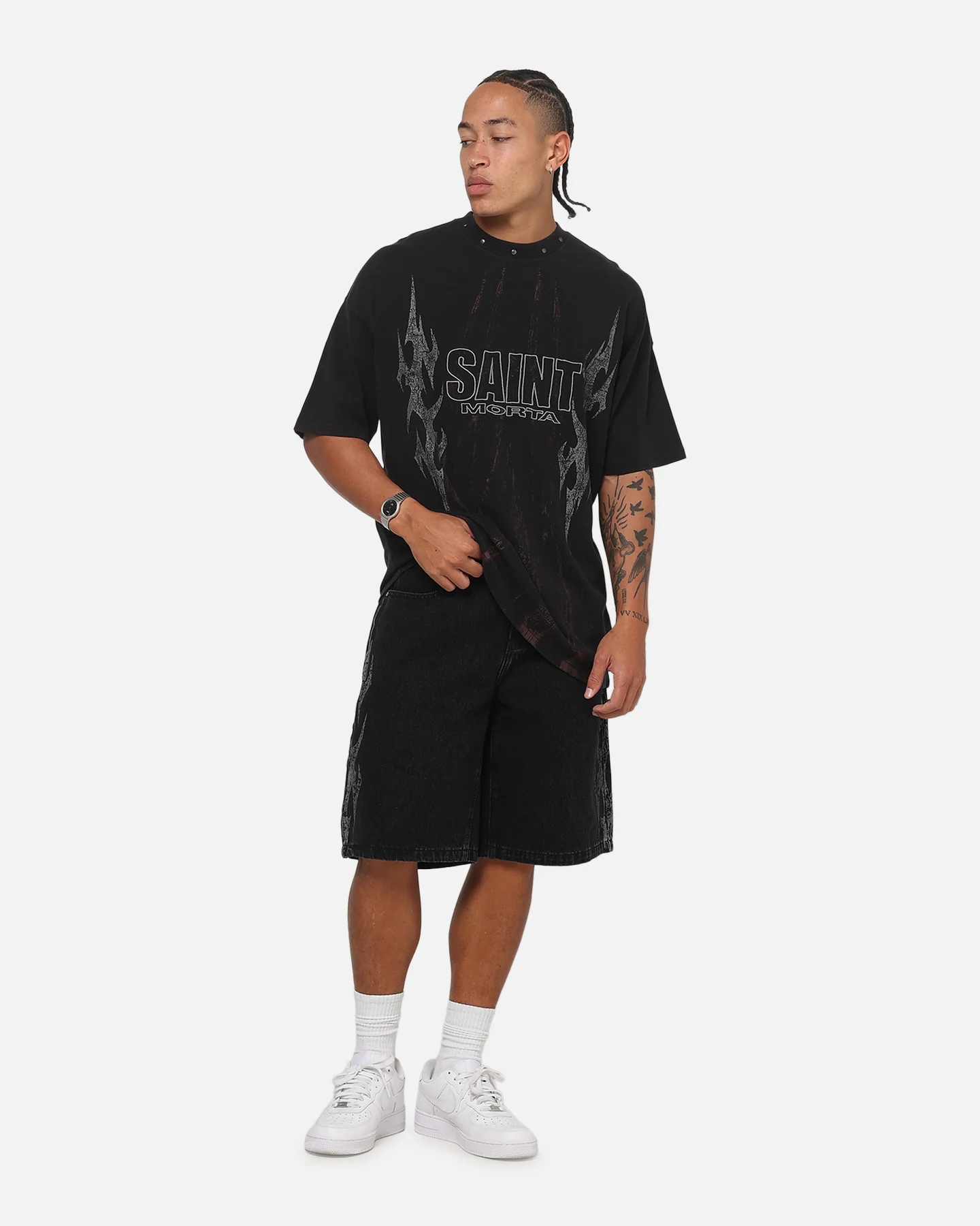 Saint Morta La Familia T-Shirt Washed Black - Image 3