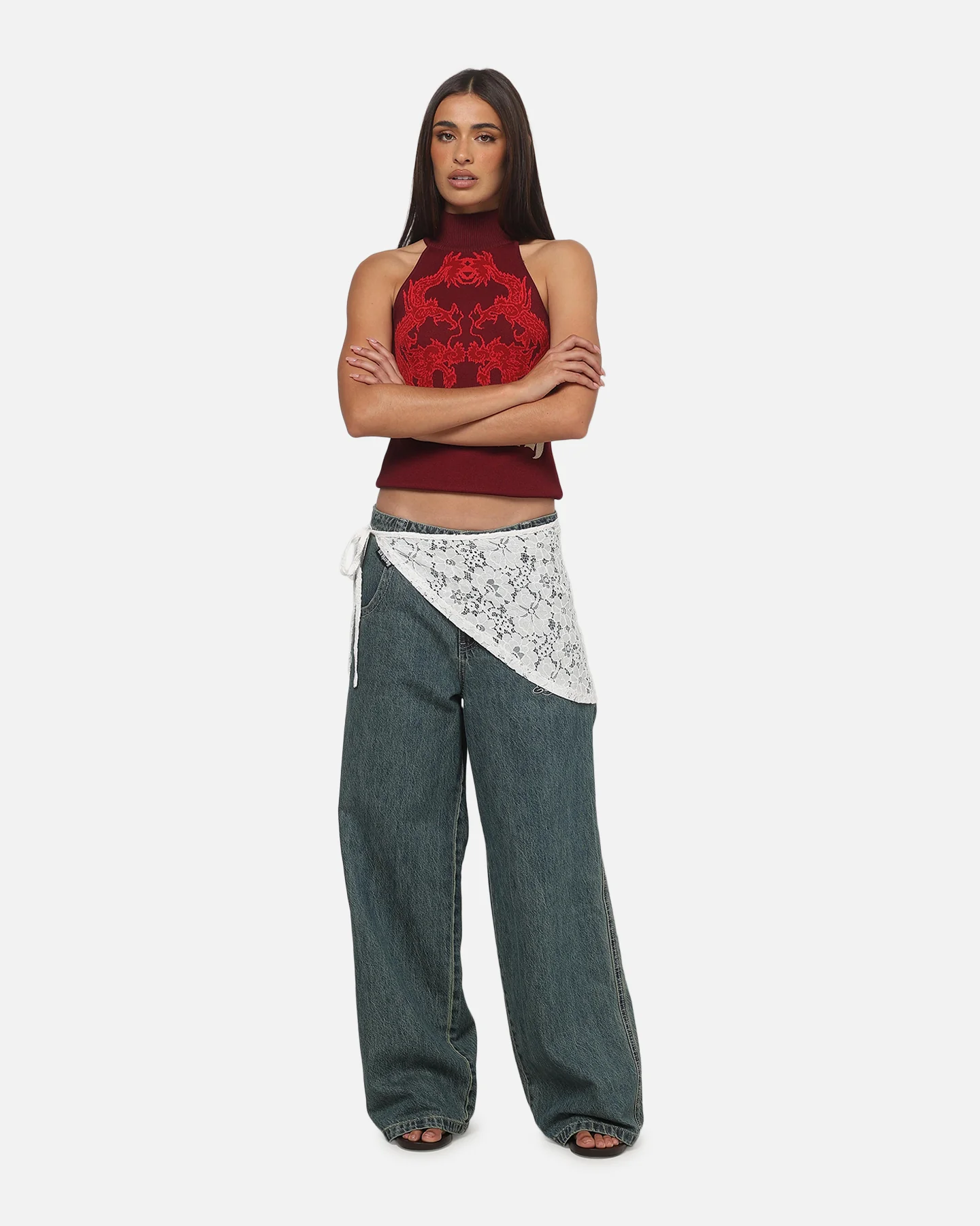 Ed Hardy Women's Lace Wrap Skirt White - Image 2