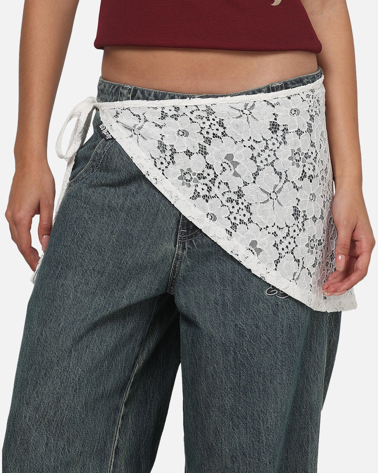 Ed Hardy Women's Lace Wrap Skirt White - Image 5