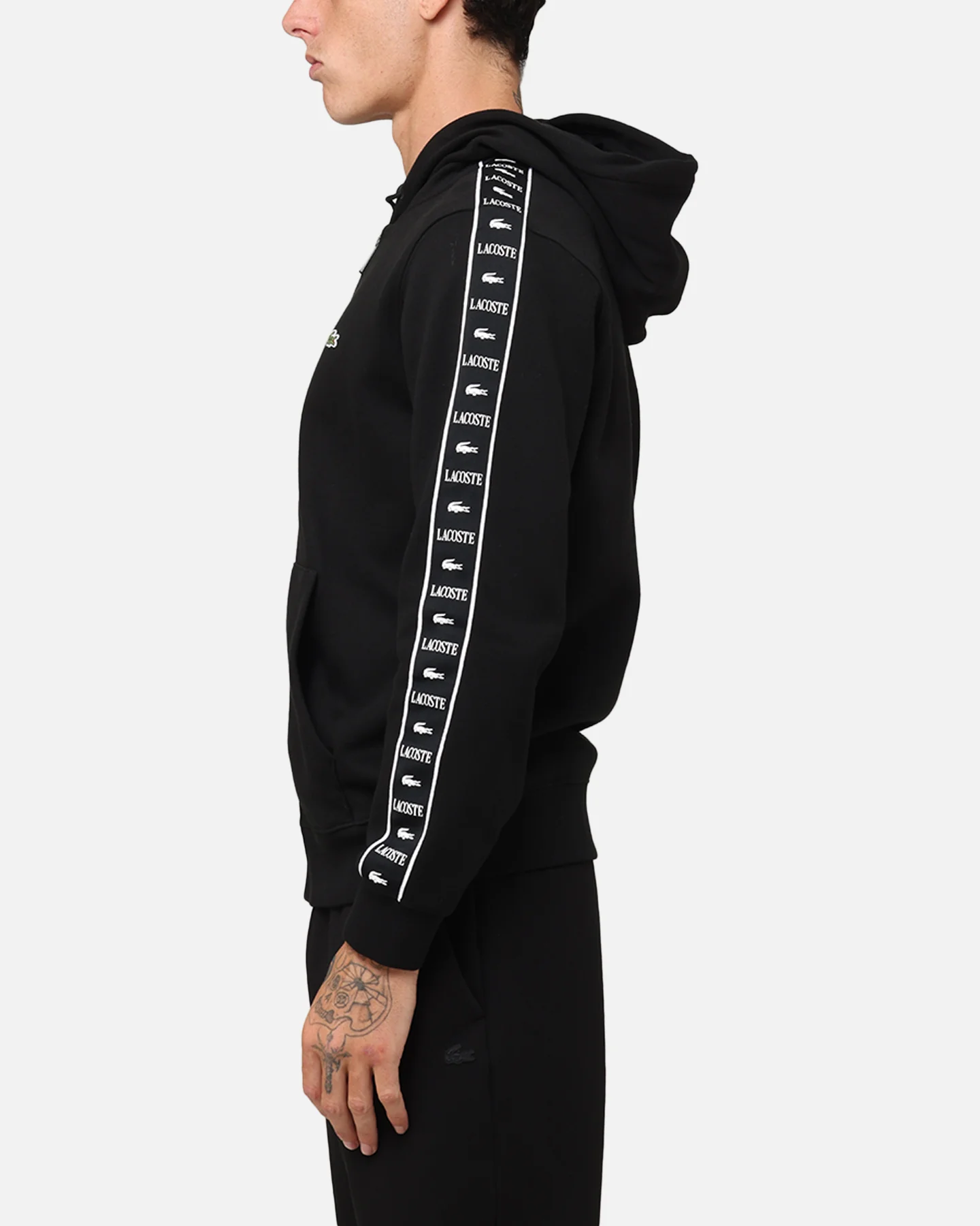 Lacoste 23 Tape Hoodie Black - Image 5