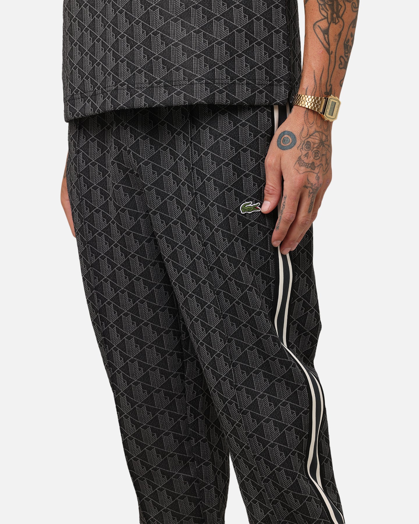 Lacoste Core Originals Monogram Track Pants Black/Graphite - Image 3