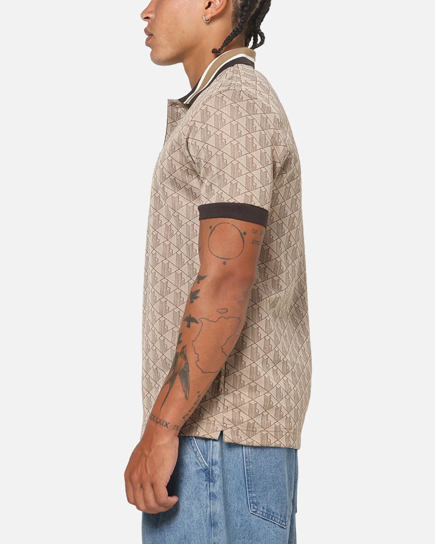Lacoste Monogram Classic Fit Polo T-Shirt Crossiant/Cookie - Image 5