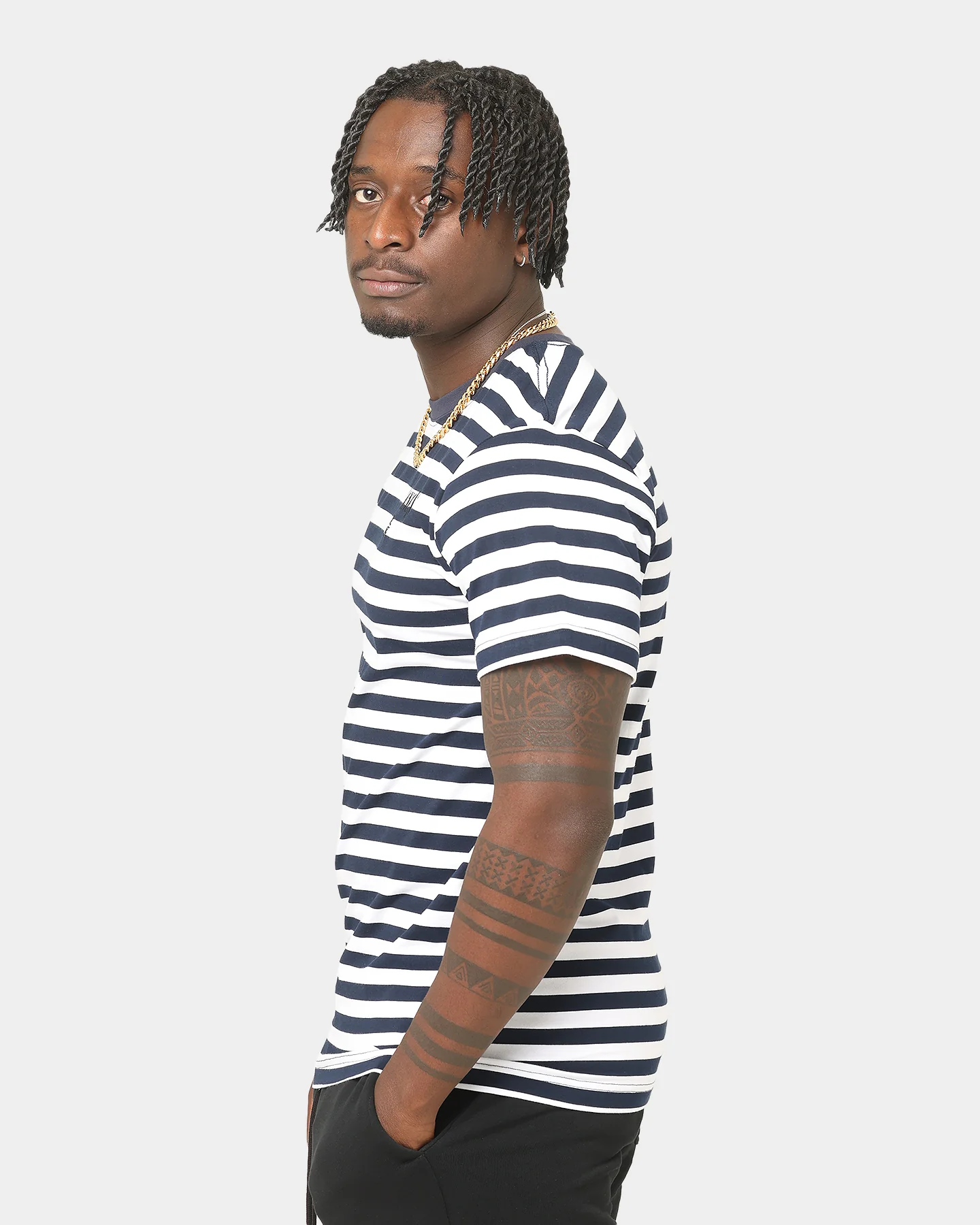 Last Kings Stripes Short Sleeve T-Shirt Navy - Image 6