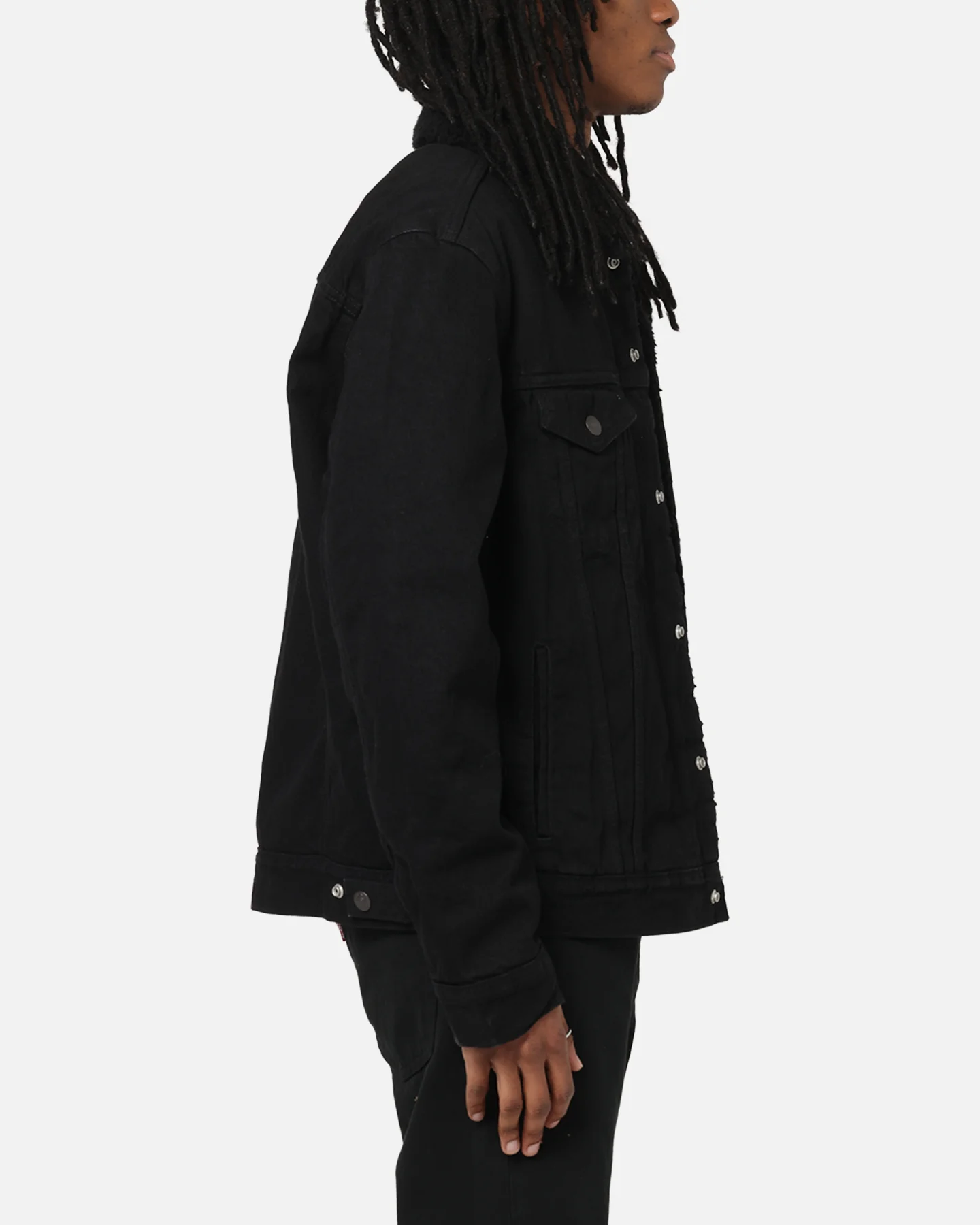 Levi Strauss And Co Relaxed Fit Sherpa Trucker Jacket Black - Image 4