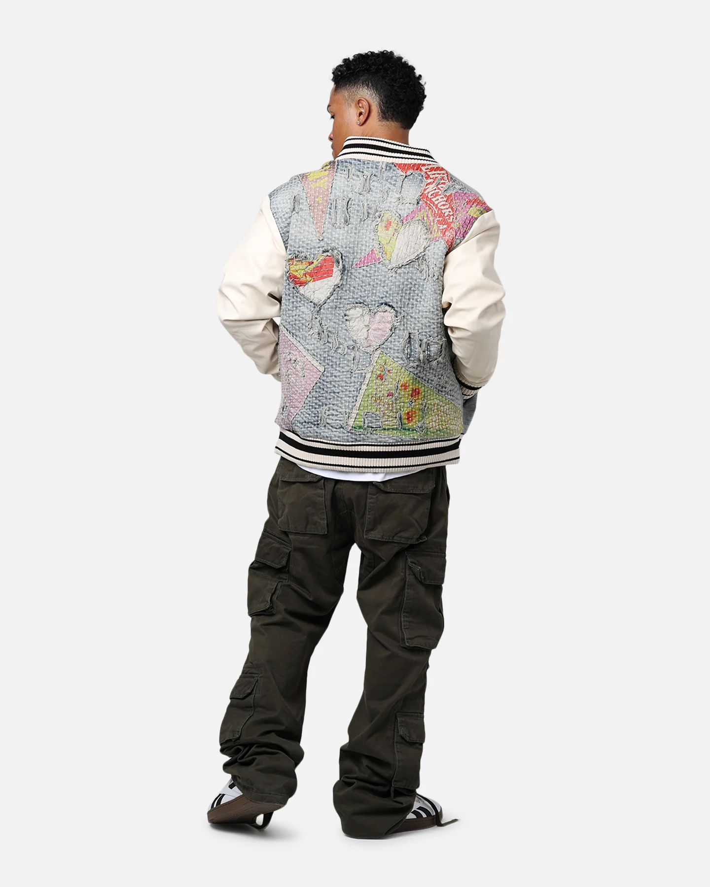 Lifted Anchors "Martina" Boro Denim Varsity Jacket Denim/Cream - Image 6