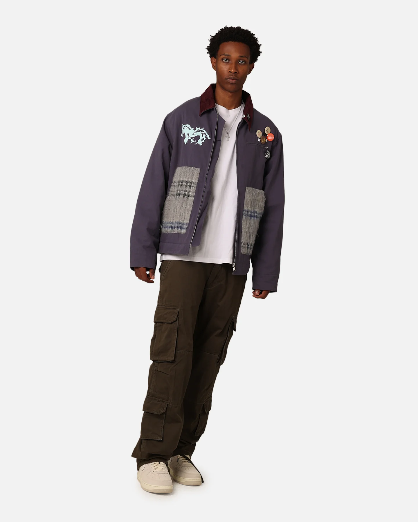 Lifted Anchors "Relly" Mohair Work Jacket Navy/Mohair - Image 2