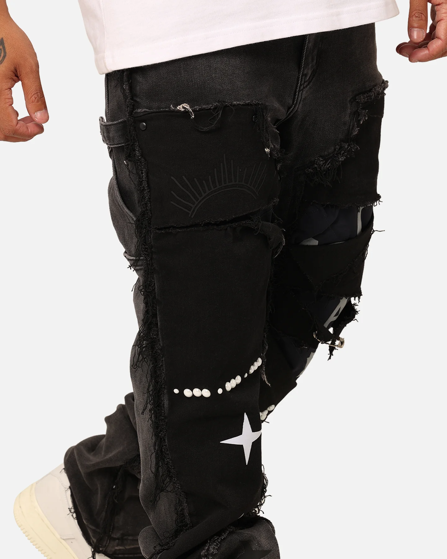 Lifted Anchors "Rem" Quilted Carpenter Denim Jeans Black Rinse - Image 3