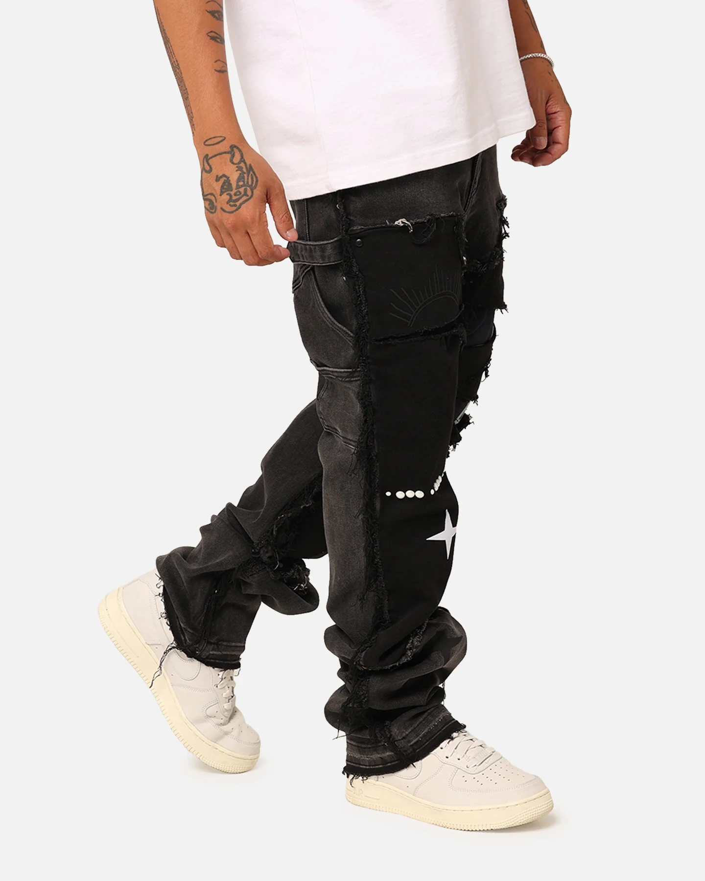 Lifted Anchors "Rem" Quilted Carpenter Denim Jeans Black Rinse - Image 5