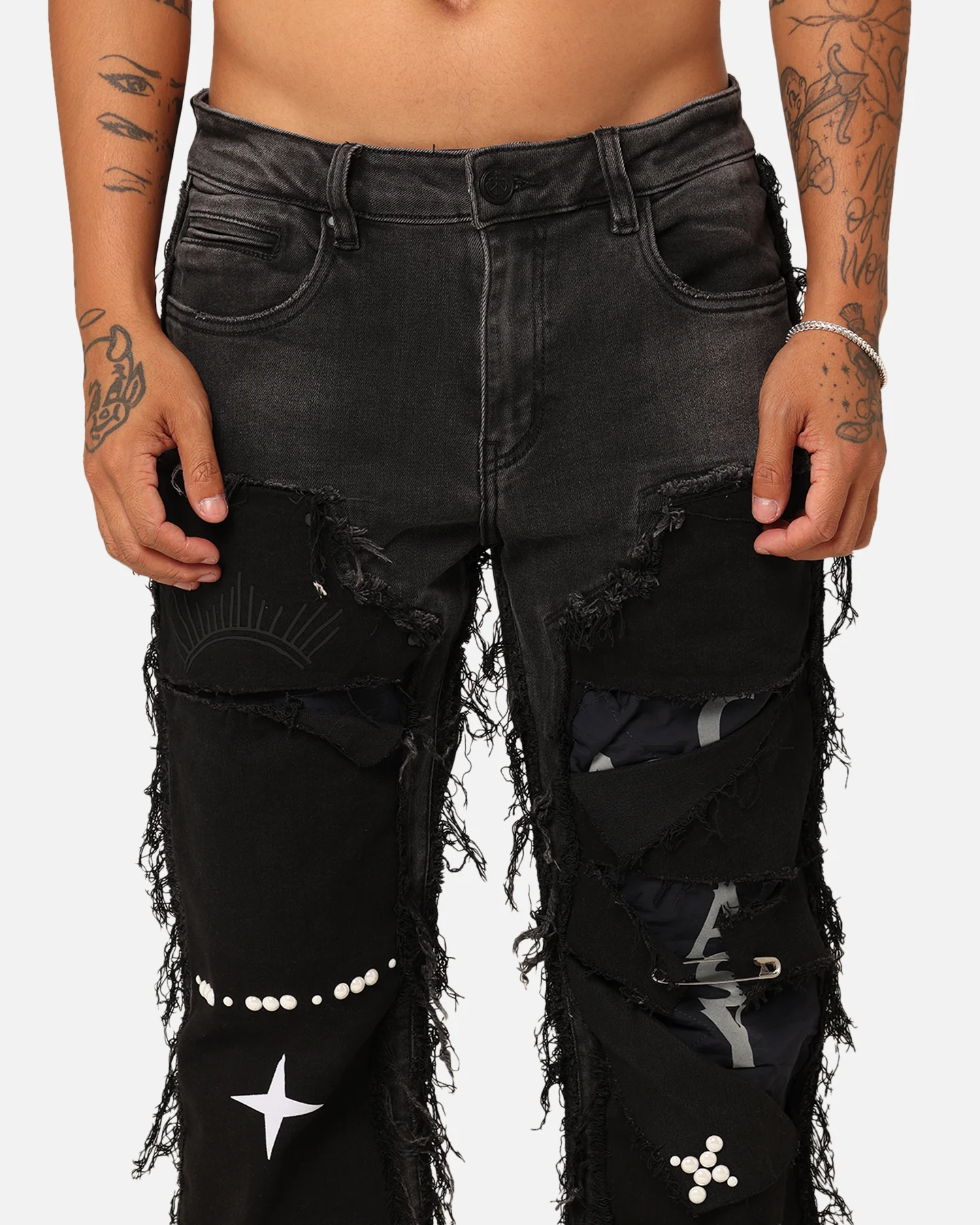 Lifted Anchors "Rem" Quilted Carpenter Denim Jeans Black Rinse - Image 7