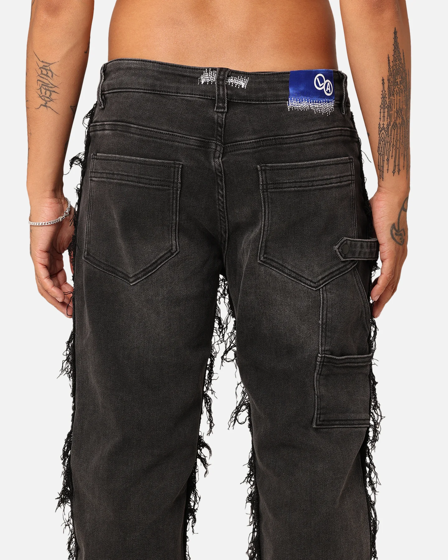 Lifted Anchors "Rem" Quilted Carpenter Denim Jeans Black Rinse - Image 8