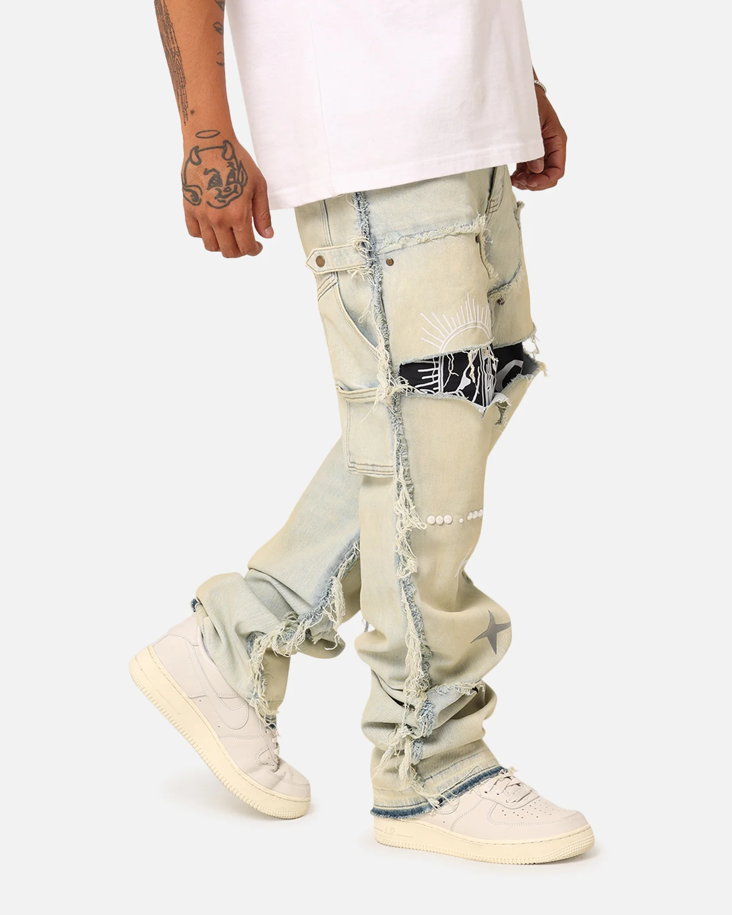 Lifted Anchors "Rem" Quilted Carpenter Denim Jeans Blue Wash - Image 5