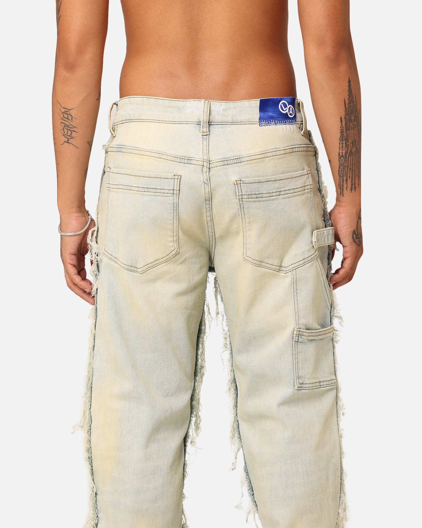 Lifted Anchors "Rem" Quilted Carpenter Denim Jeans Blue Wash - Image 8
