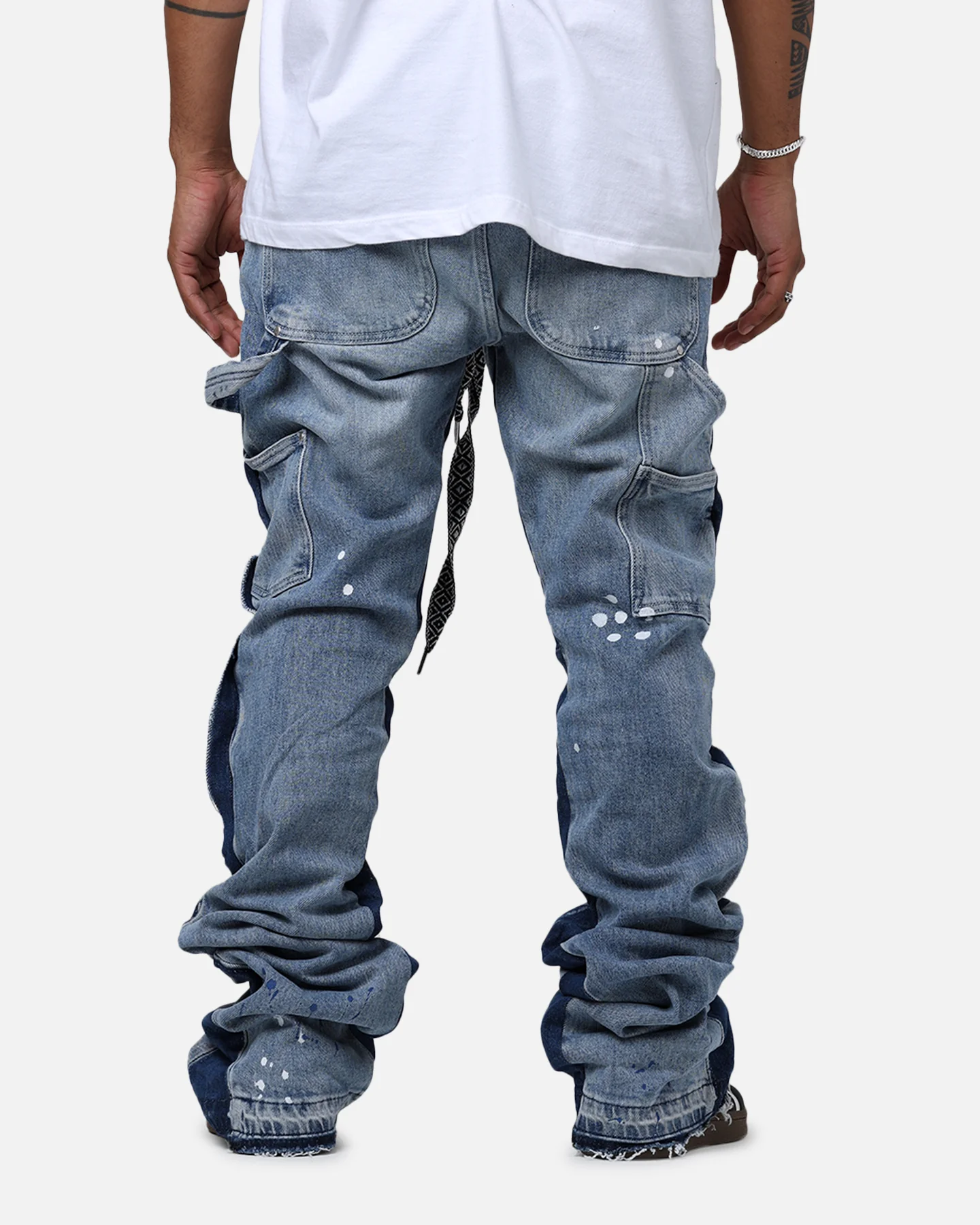 Lifted Anchors "Venus" Floral Stacked Denim Jeans Blue Wash - Image 5