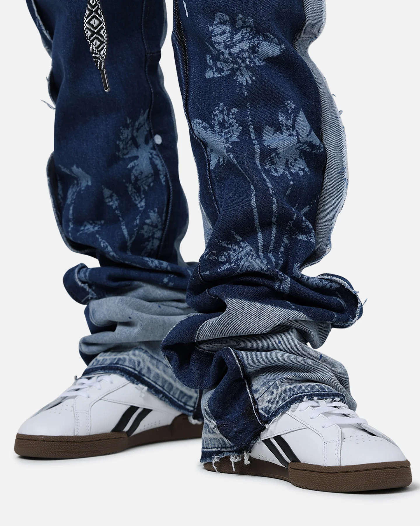 Lifted Anchors "Venus" Floral Stacked Denim Jeans Blue Wash - Image 7