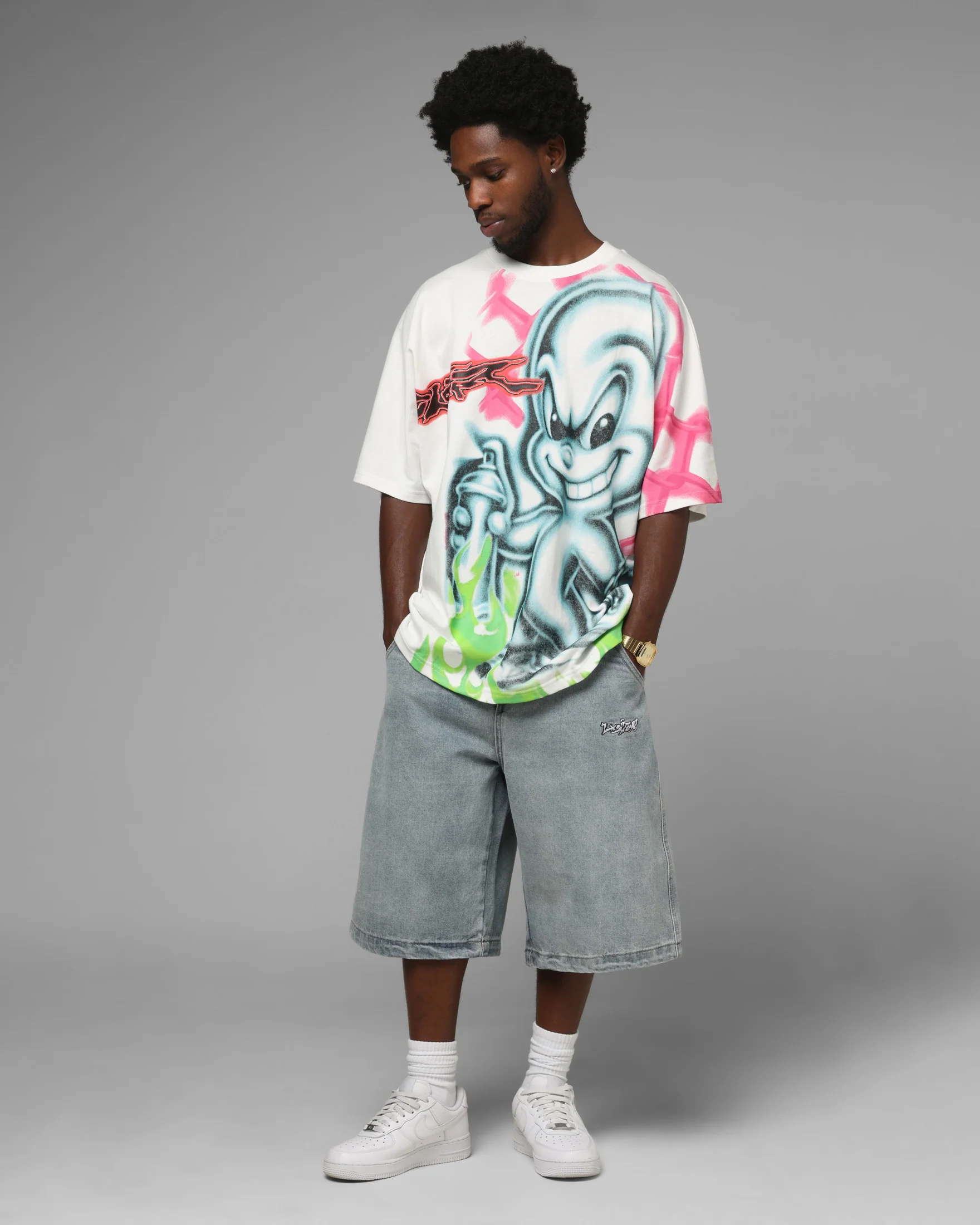 Loiter Airbrush Boxy T-Shirt White - Image 3