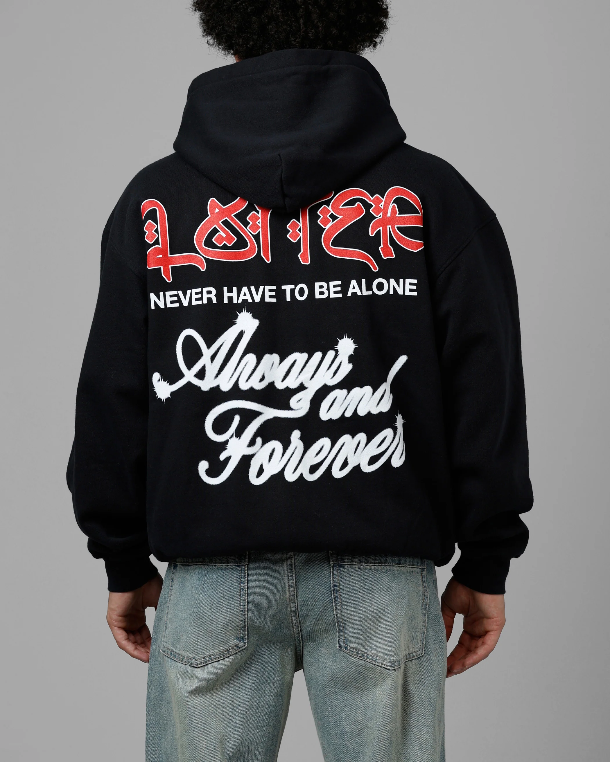 Loiter Always And Forever Zip Hoodie Black - Image 2