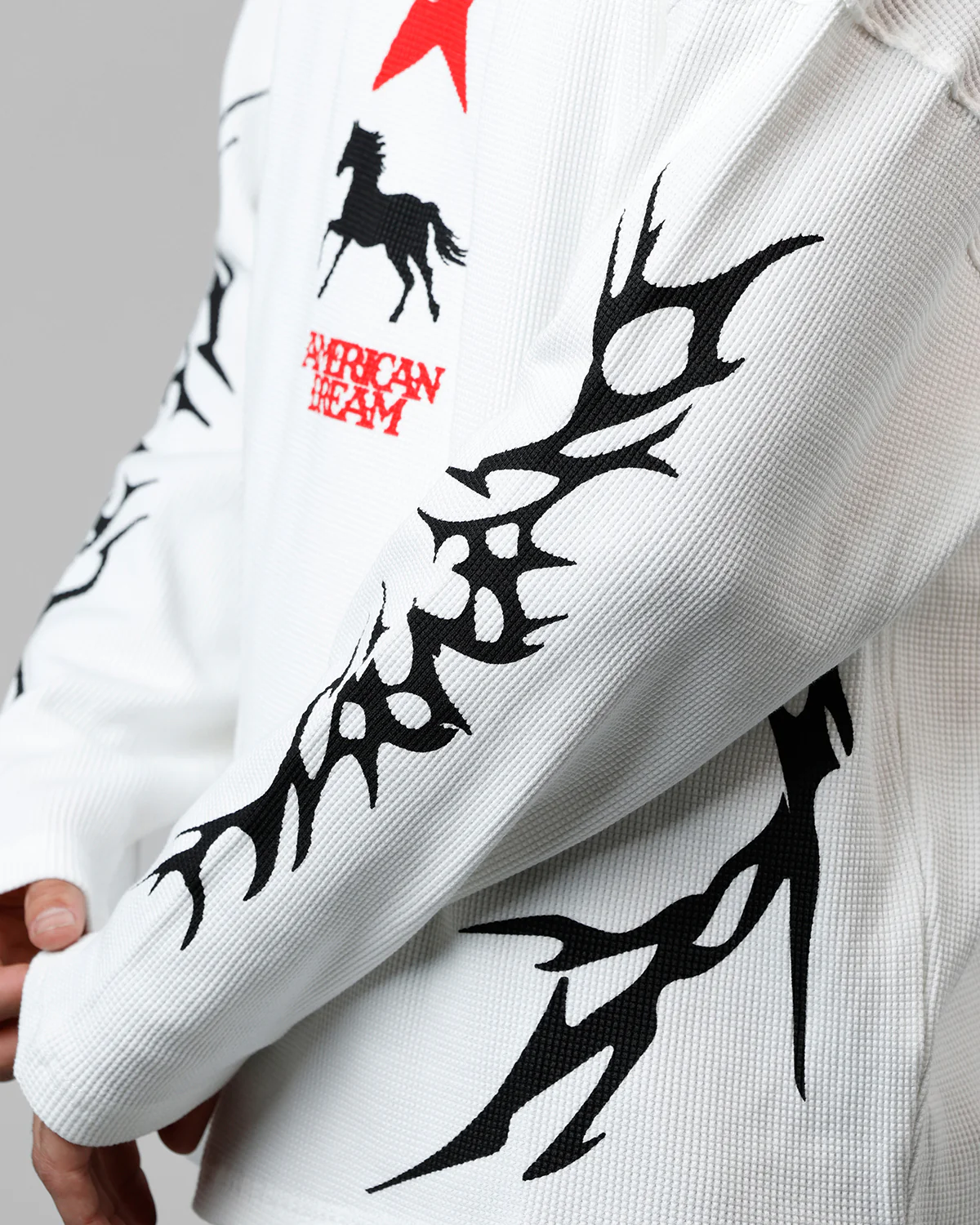 Loiter American Dream Waffle Knit Long Sleeve T-Shirt White - Image 7