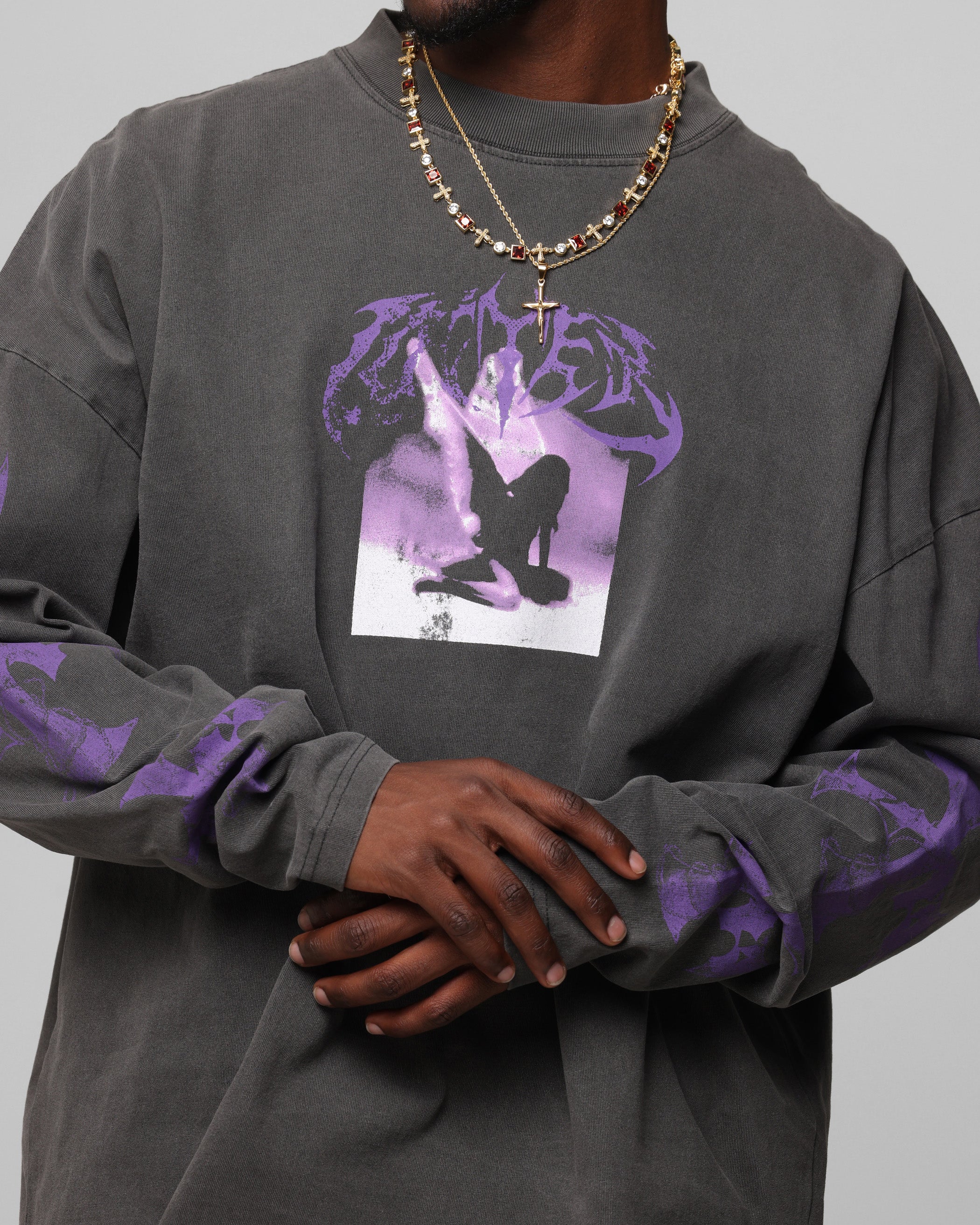 Loiter Angel Number Long Sleeve T-Shirt Charcoal - Image 7
