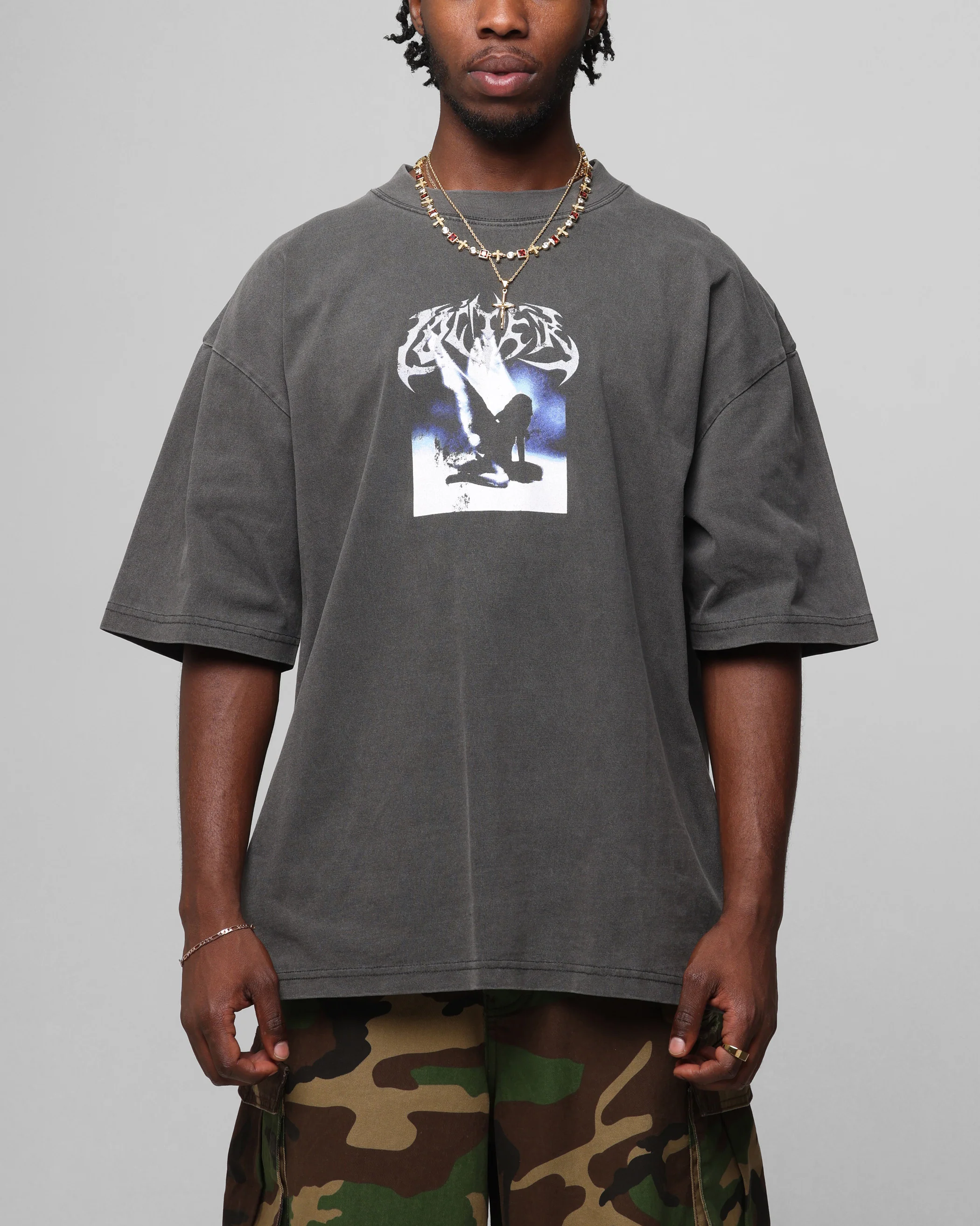 Loiter Angel Number Vintage T-Shirt Charcoal - Image 2