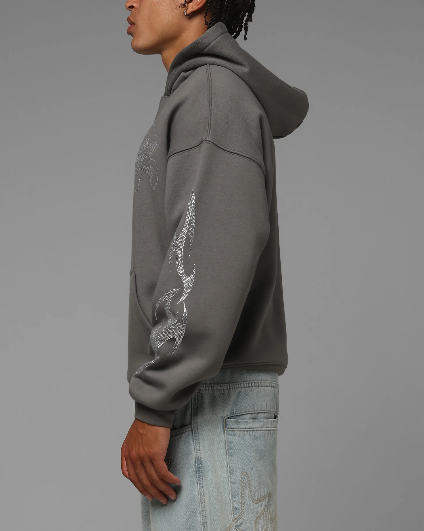 Loiter Atlantic Rhinestone Hoodie Charcoal - Image 5