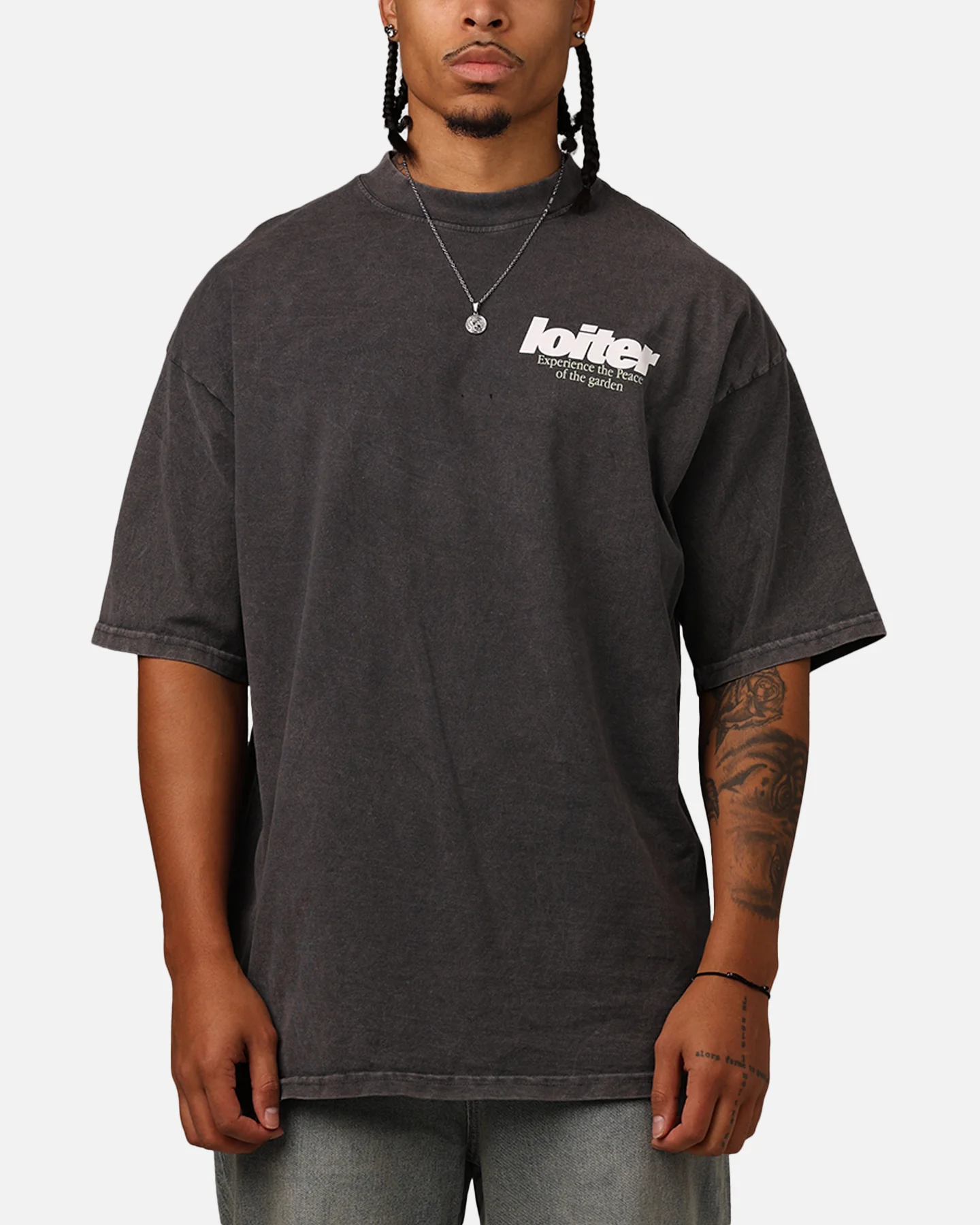 Loiter Bonsai Mock T-Shirt Charcoal - Image 2