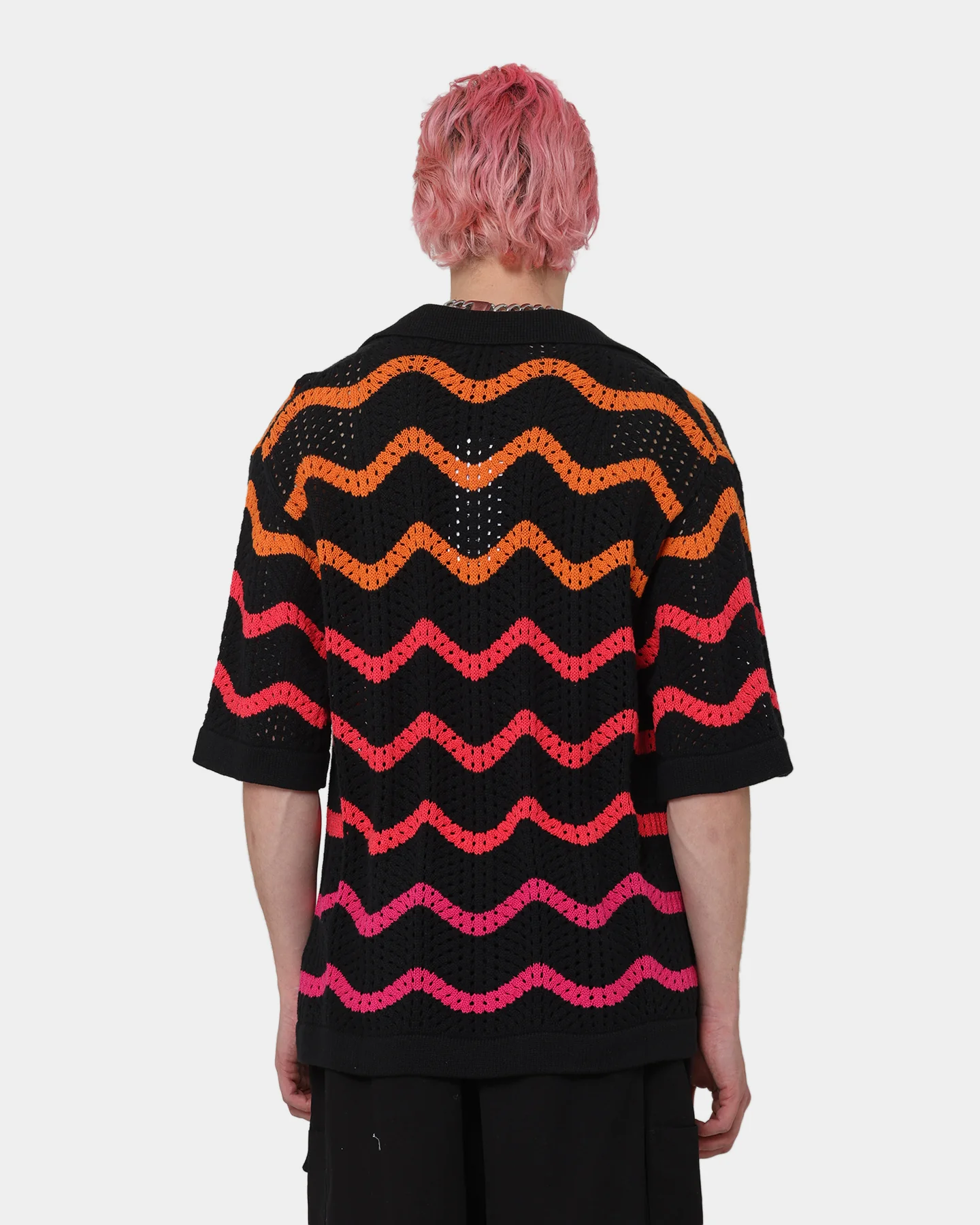 Loiter Breeze Knit Button-Up Shirt Black - Image 4