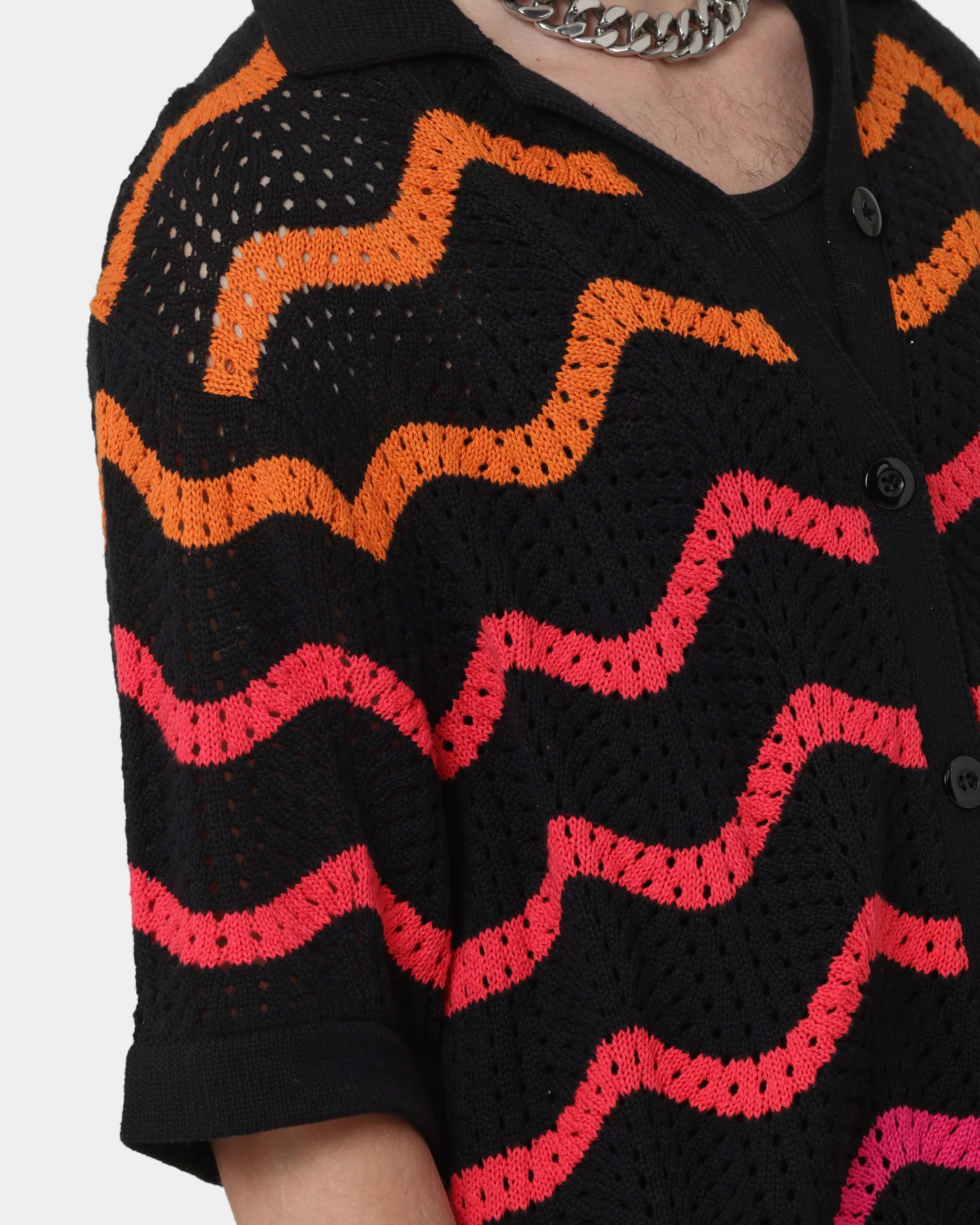 Loiter Breeze Knit Button-Up Shirt Black - Image 7