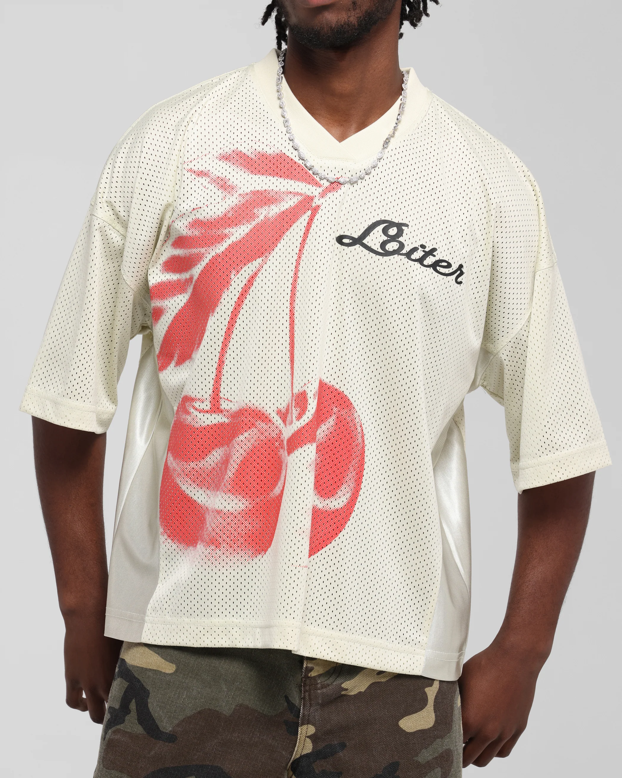 Loiter Cherry Jersey Off White/Red - Image 7