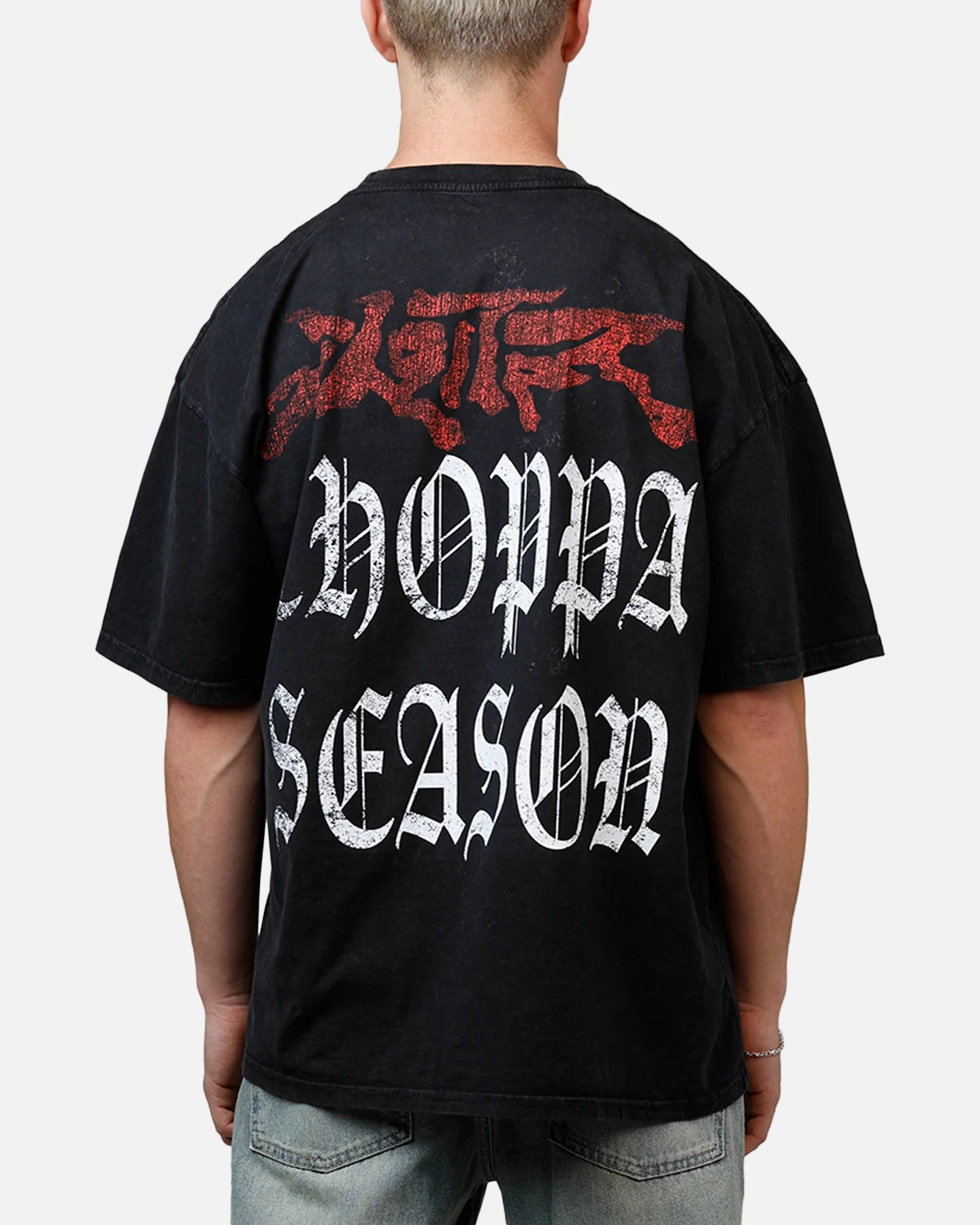Loiter Choppa Season T-Shirt Black Acidwash - Image 2