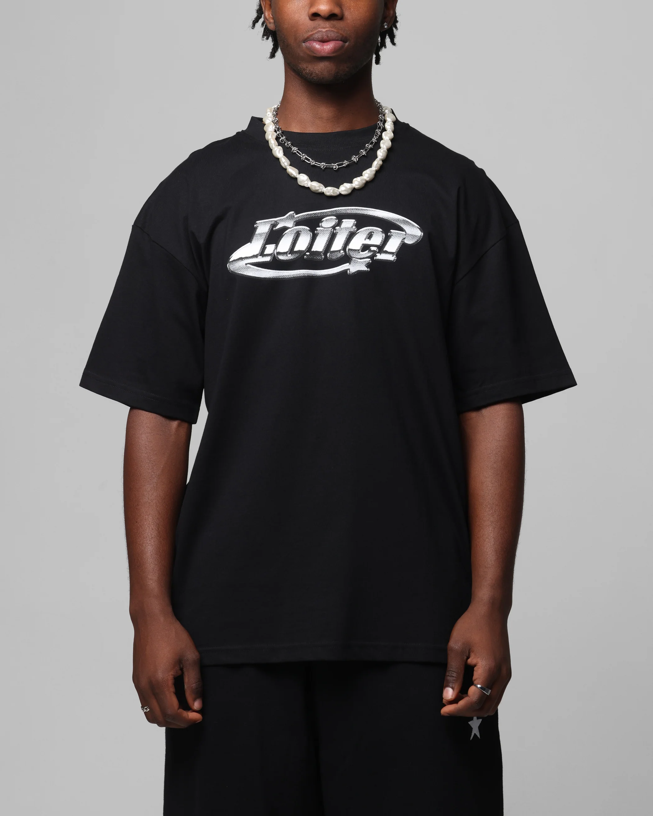 Loiter Chrome Logo T-Shirt Black