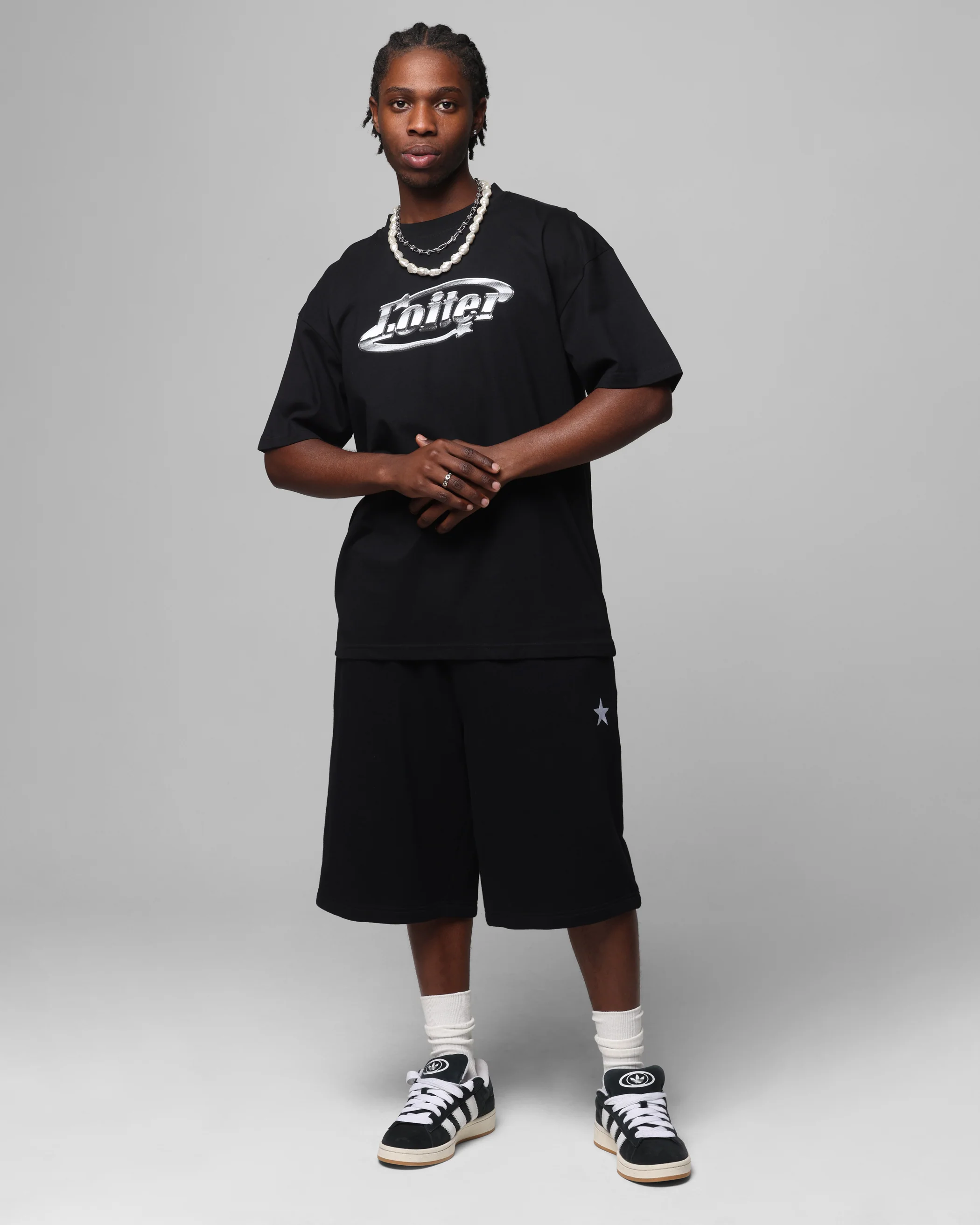 Loiter Chrome Logo T-Shirt Black - Image 3