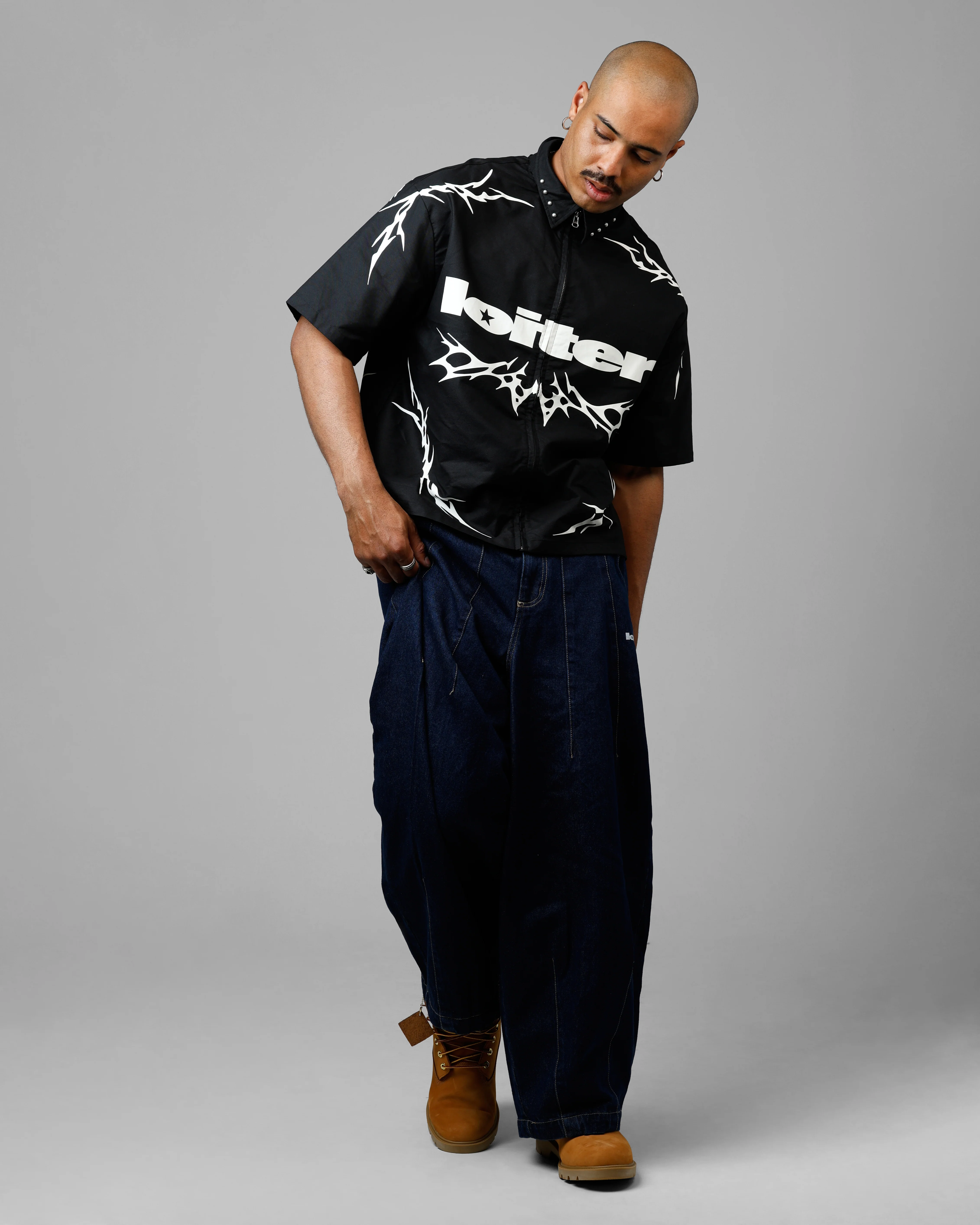 Loiter Cyber Zip V2 T-Shirt Black - Image 3