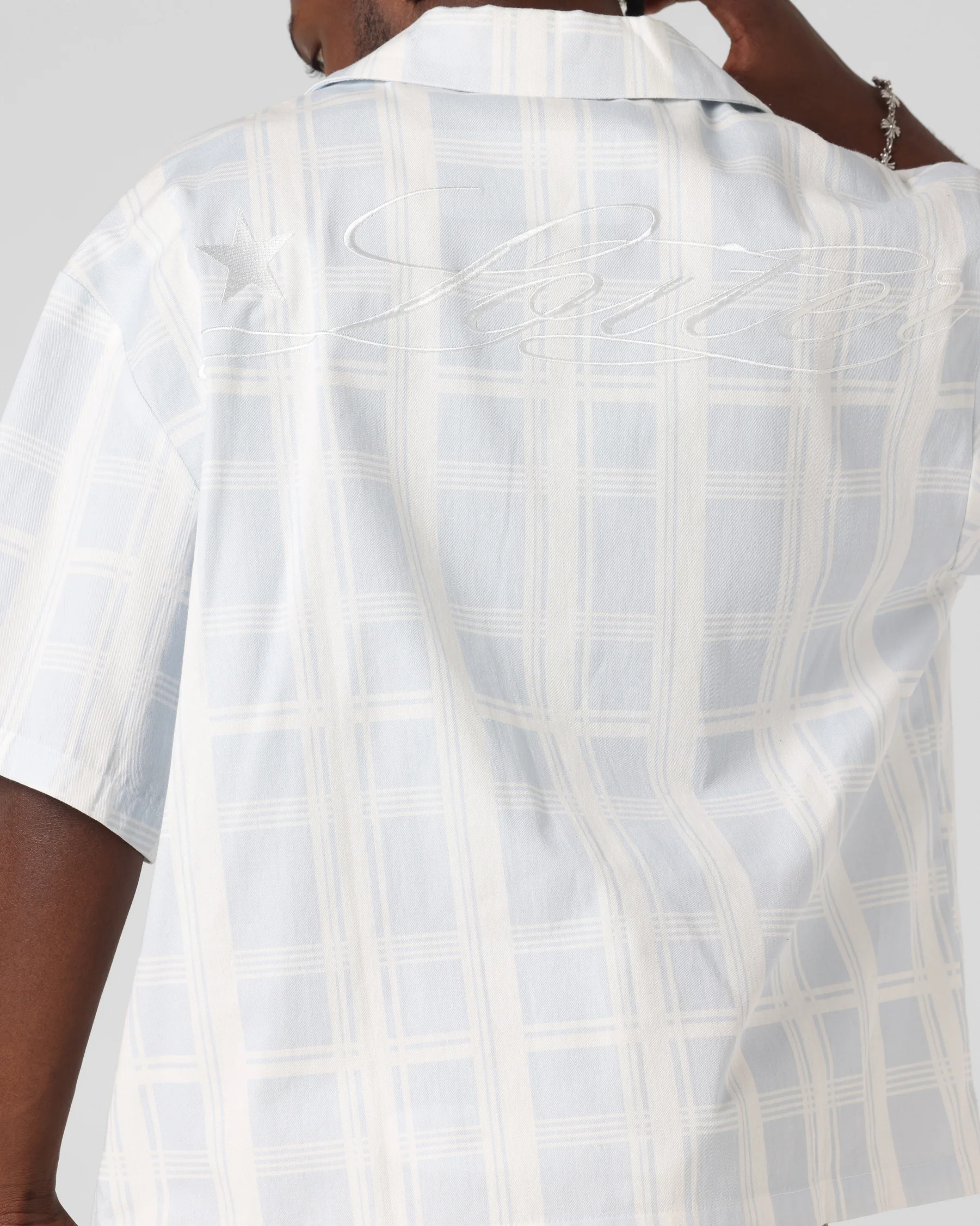 Loiter Daytona Button Up Shirt Blue Check - Image 8