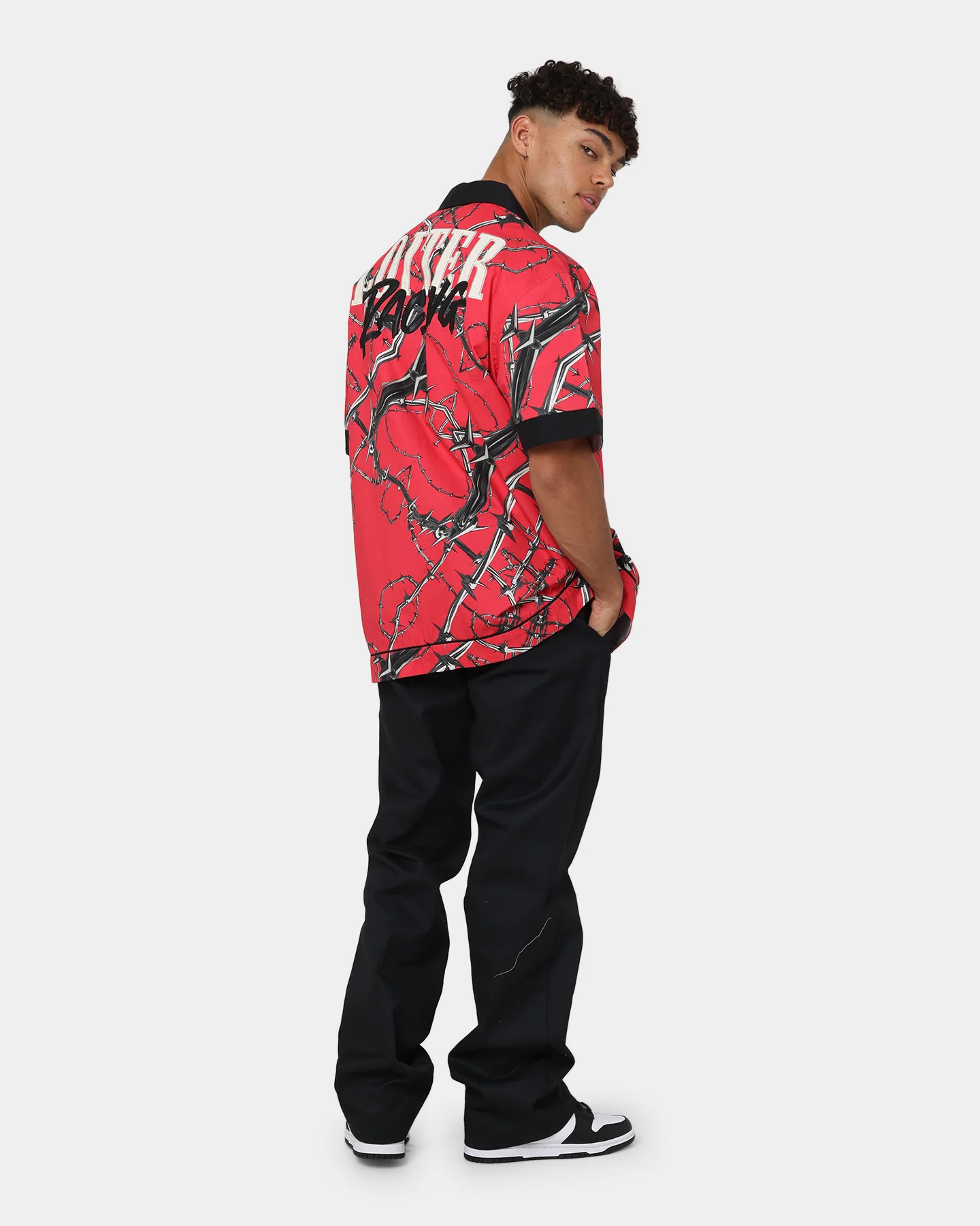 Loiter Daytona Mechanic Button Up Shirt Red - Image 8