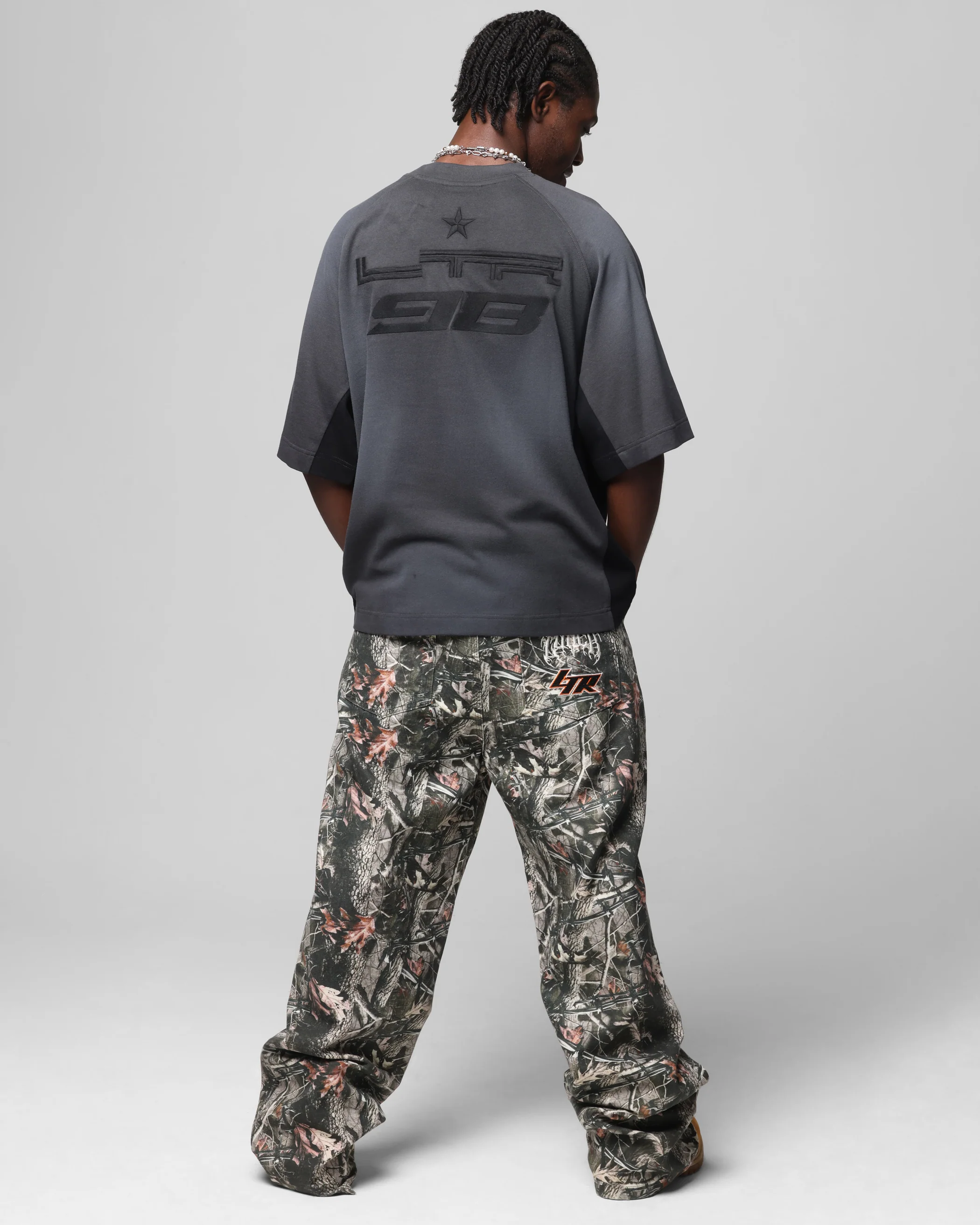 Loiter Daytona Panel T-Shirt Washed Black - Image 4
