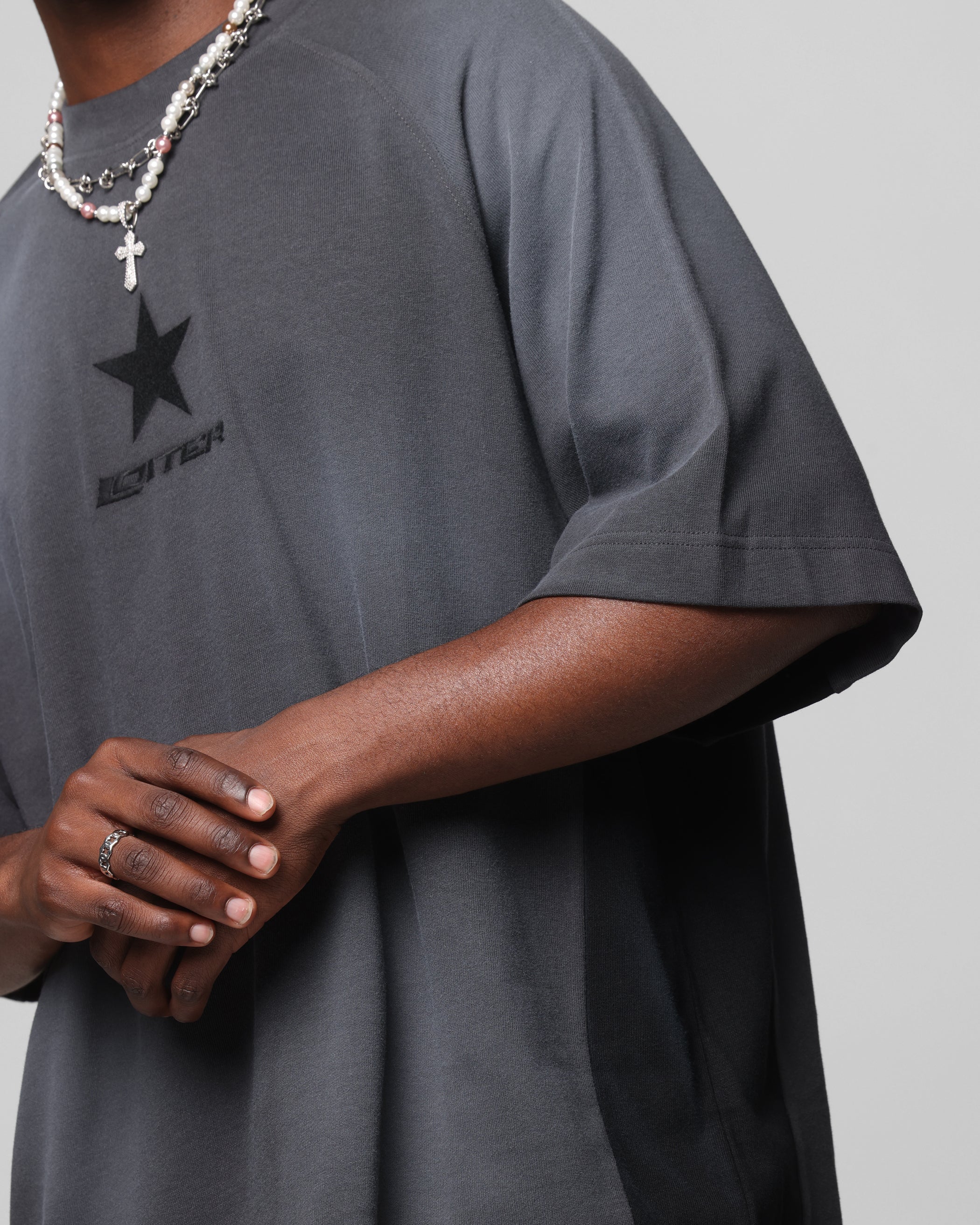 Loiter Daytona Panel T-Shirt Washed Black - Image 7