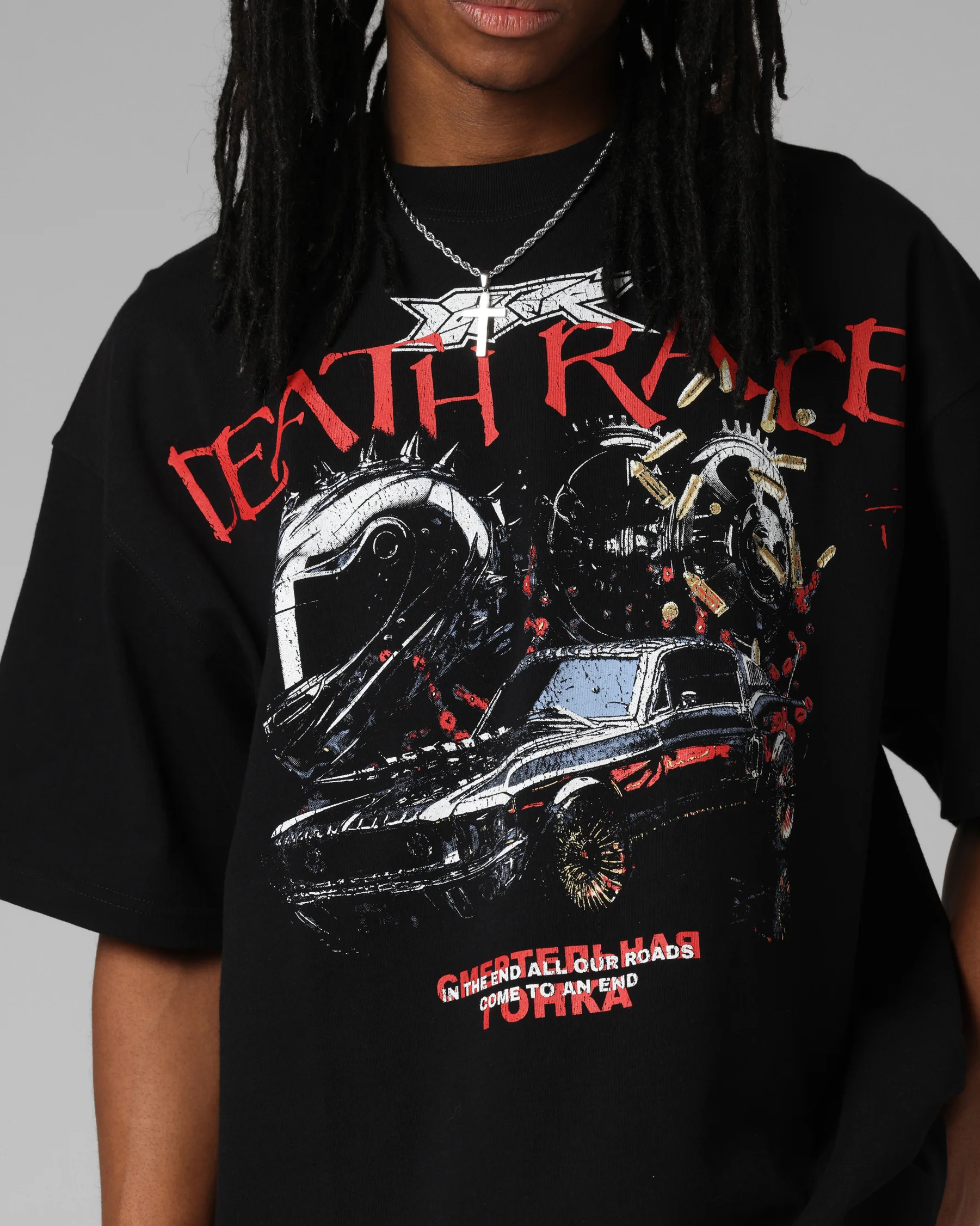 Loiter Death Race Vintage T-Shirt Black - Image 7