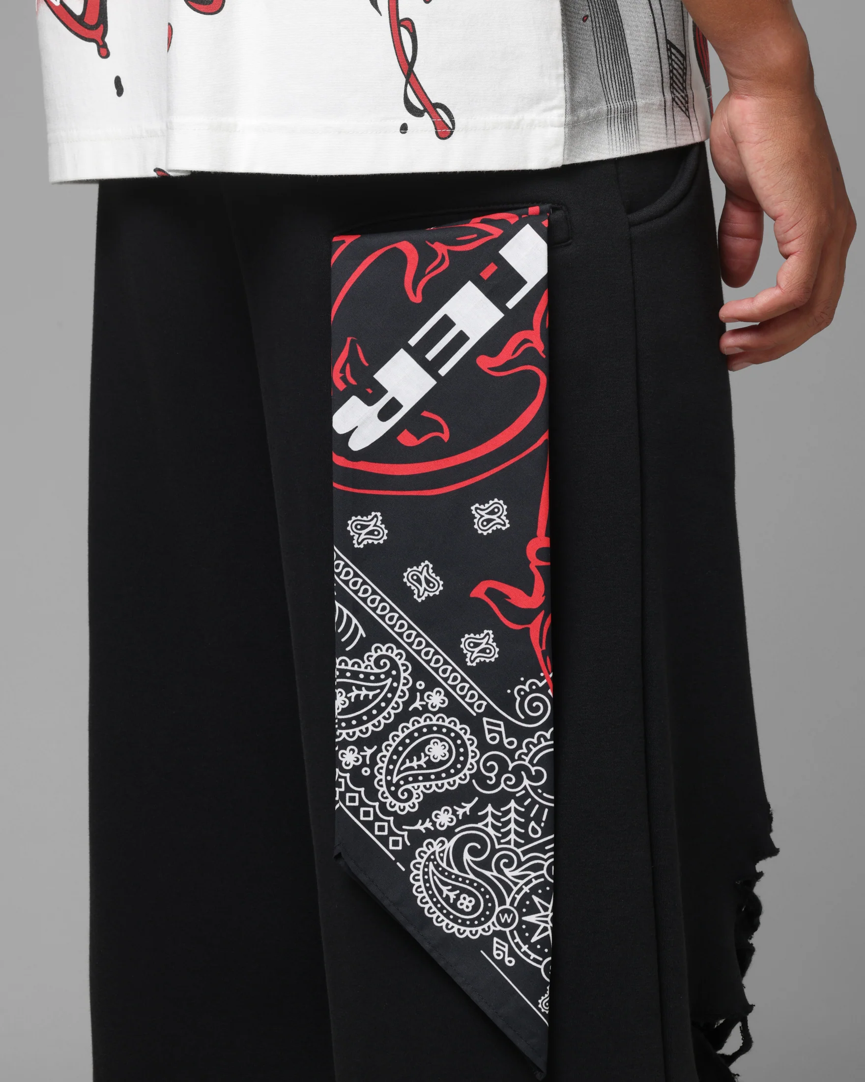 Loiter Destruct Sweat Pants Washed Black - Image 4