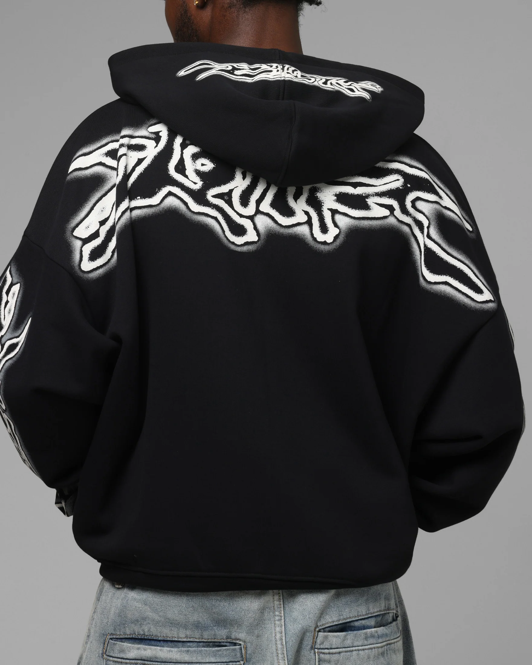Loiter Dog Pound Airbrush Zip Hoodie Black - Image 8