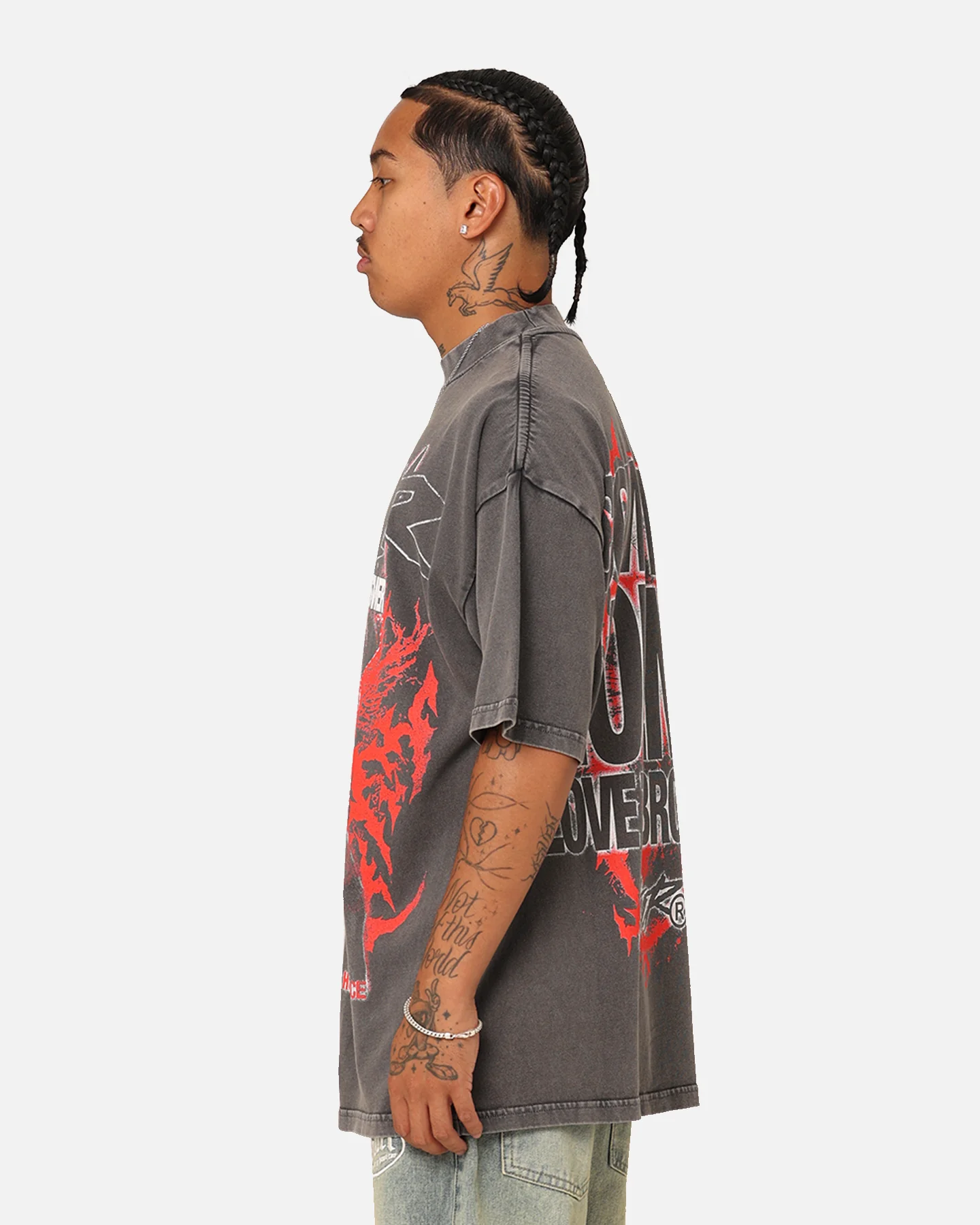 Loiter Dog Tag Oversized T-Shirt Charcoal Grey - Image 7